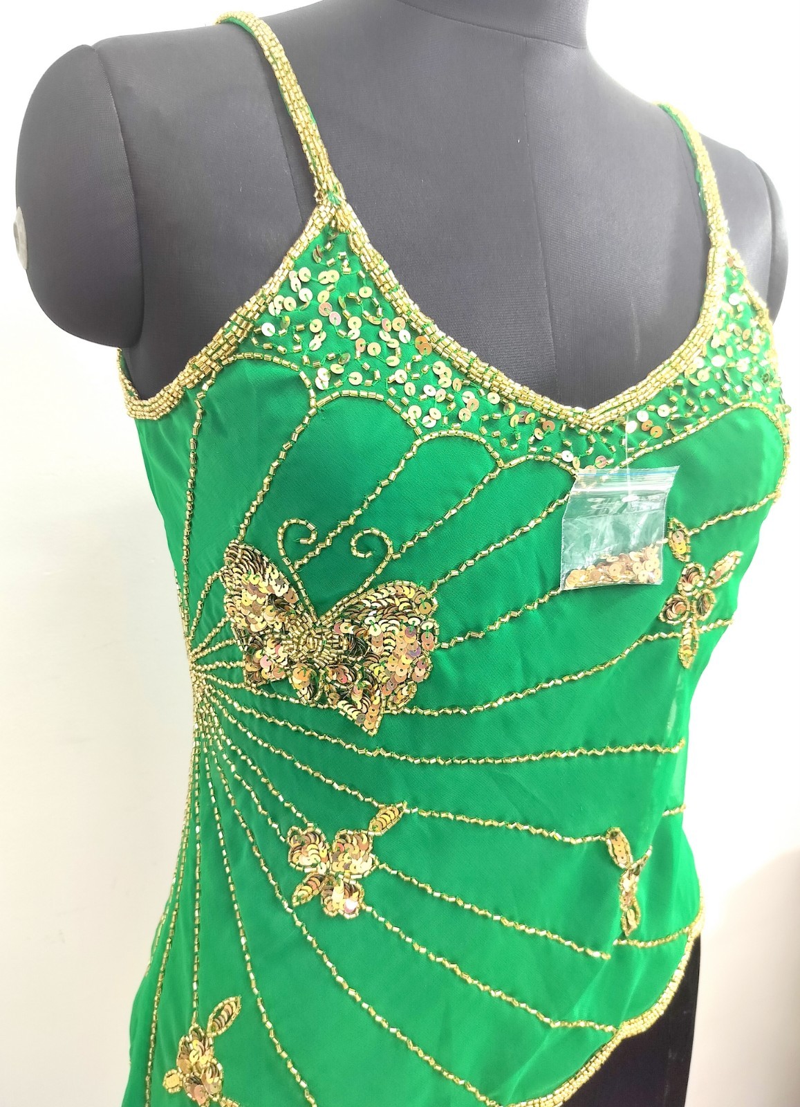 Lot 6 Vintage Y2K Golden Beaded Embroidery Costume Sequin Top Blouse Sheer Tunic