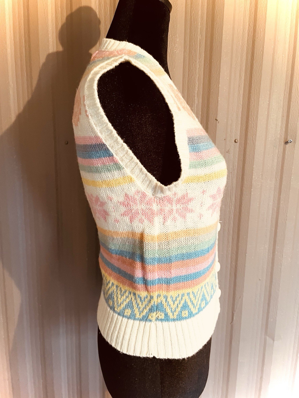 RARE 70s VTG Betsey Johnson Michael Milea Sweater Vest Pastel Kawaii S/M