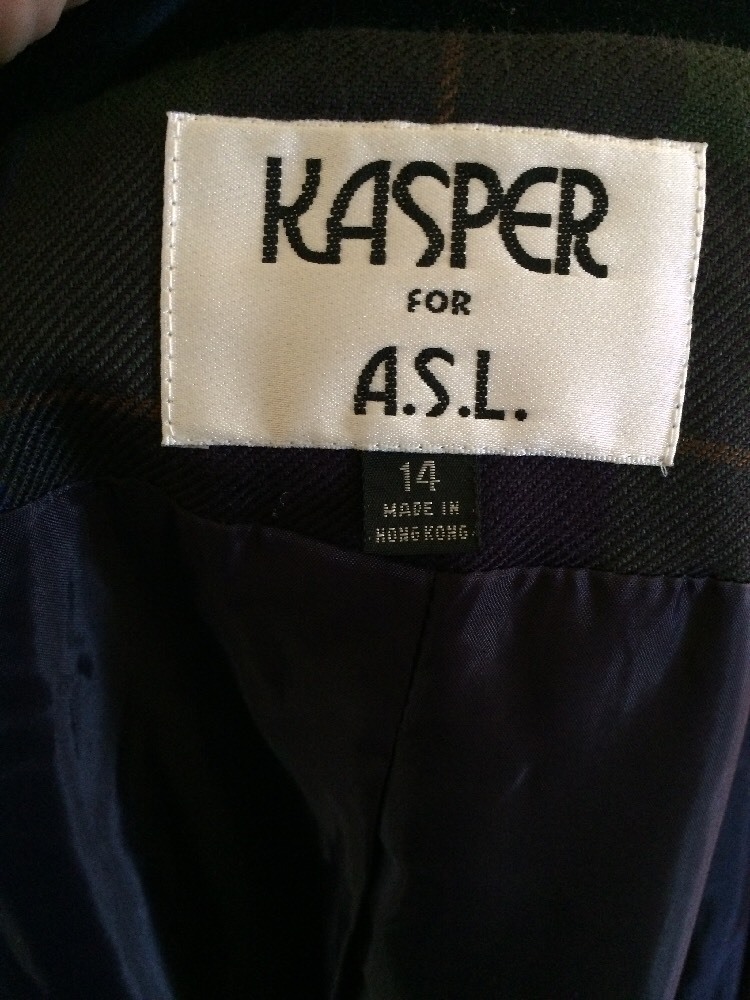 Stylin’ VTG Kasper by ASL Lined Blazer Green Tartan Plaid Ladies’ Size 14 – NOS