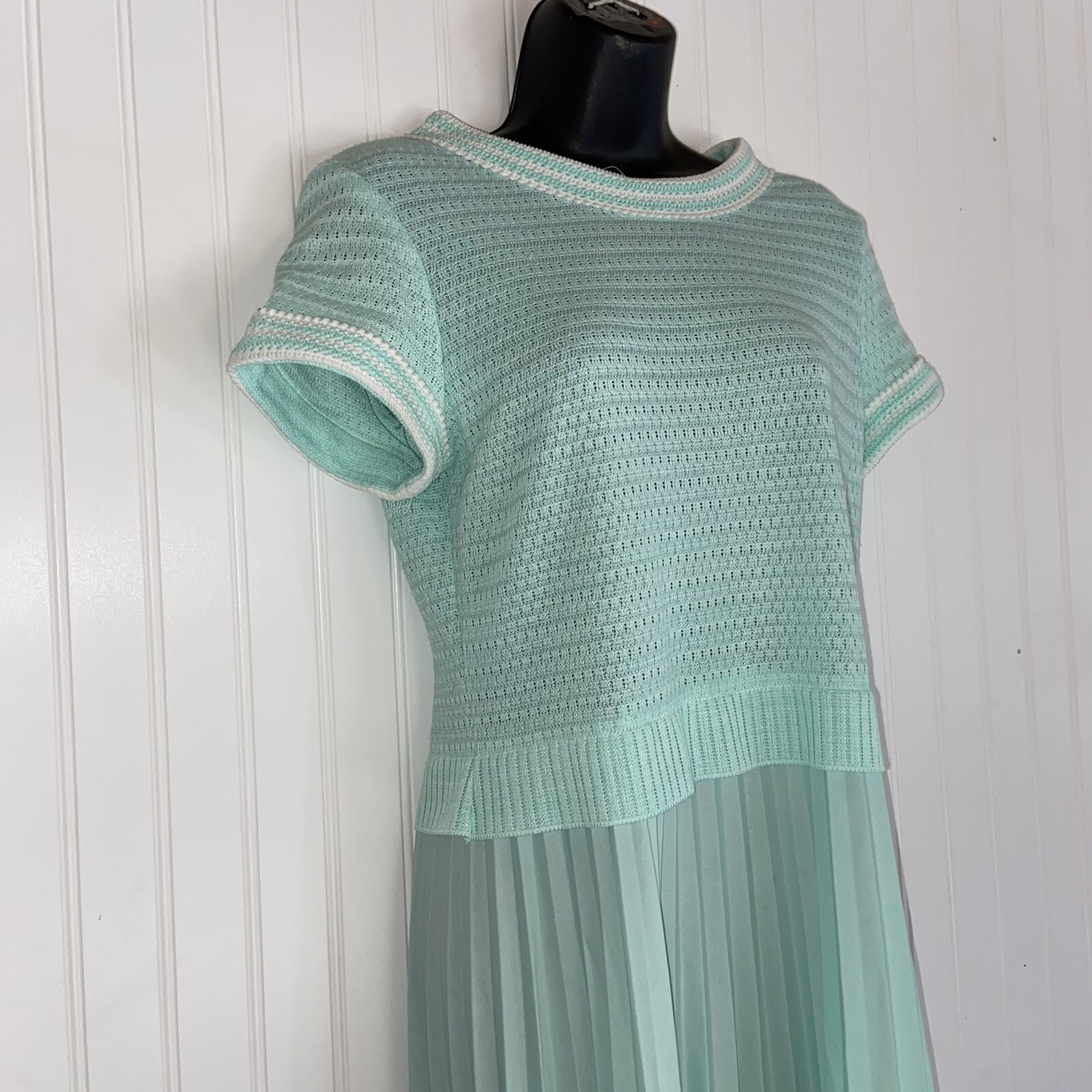vintage bleeker street 16 teal amazing hippie dress Aqua Blue E12