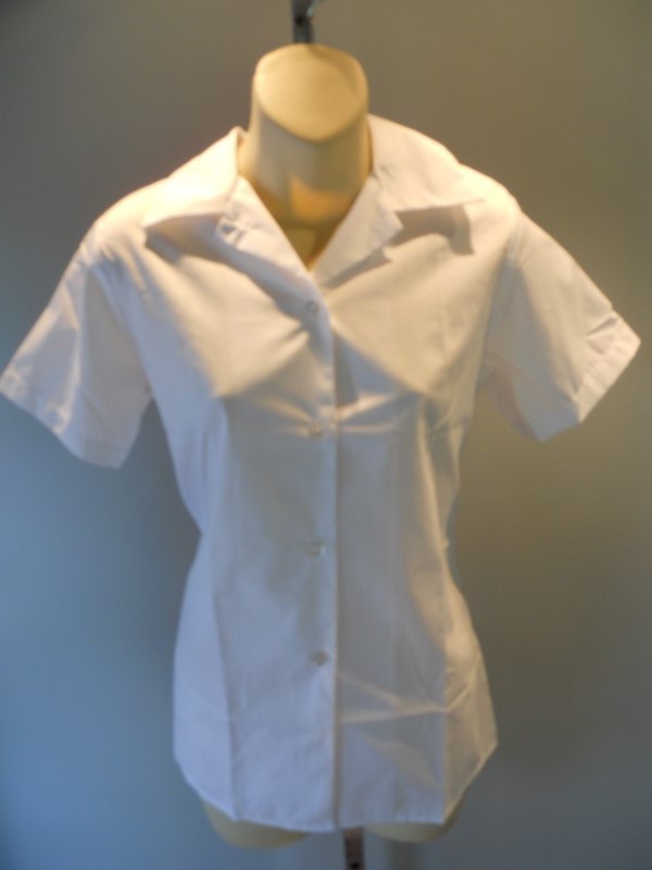 Nos Vintage 1960s White Blouse Uniform Shirt Waitress School College Preppy 36