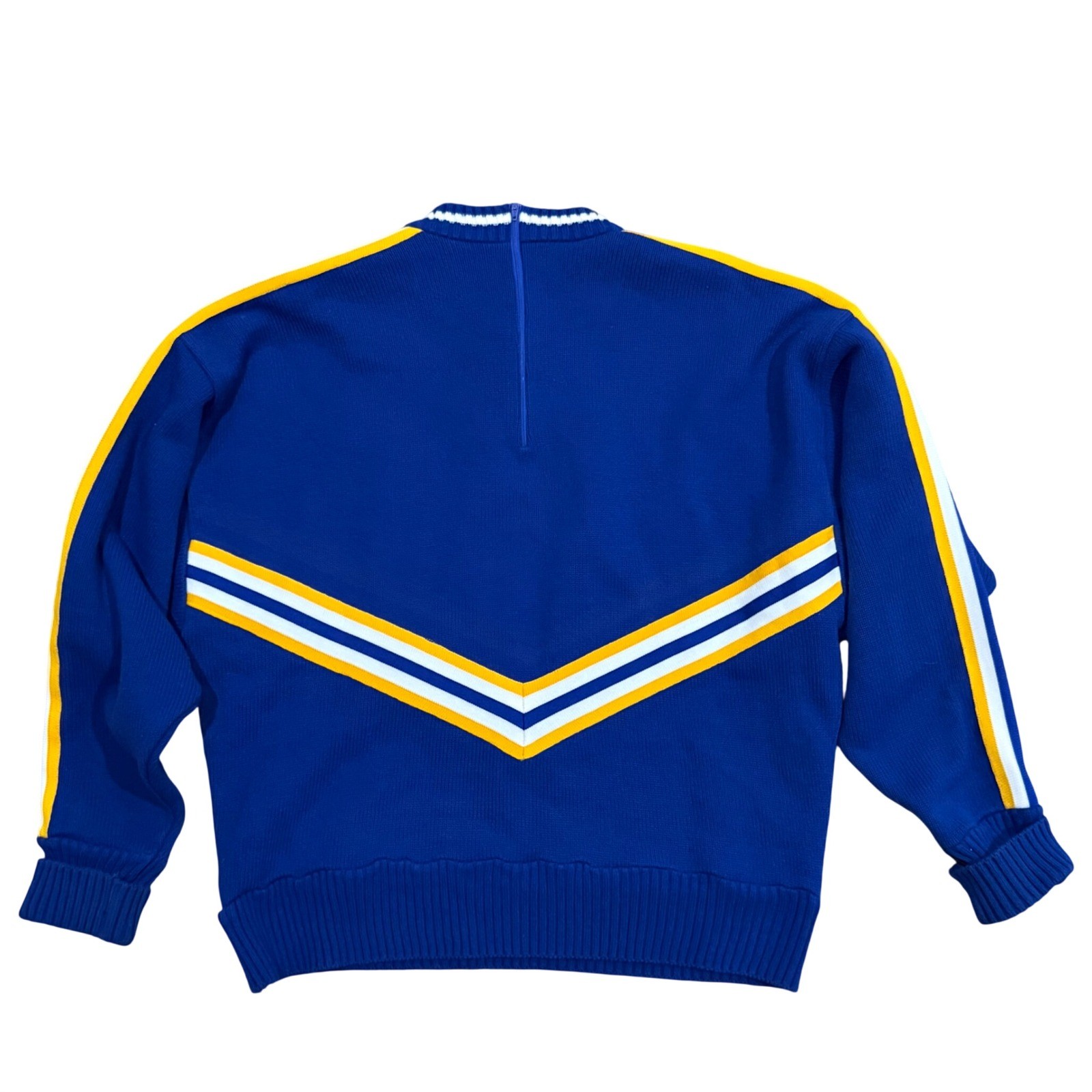 Vintage Wildcats Cheerleading Sweater Royal Blue Yellow White Chevron XL