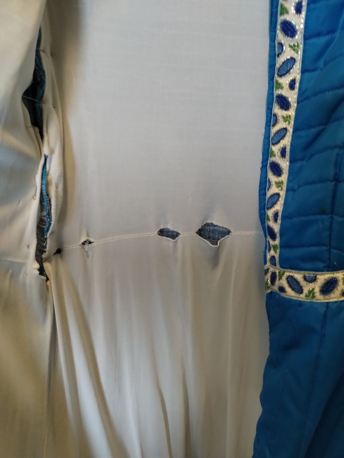Loungewear Lingere Bathrobe Dressing Gown Quilted Satin? S Trim blue Pockets