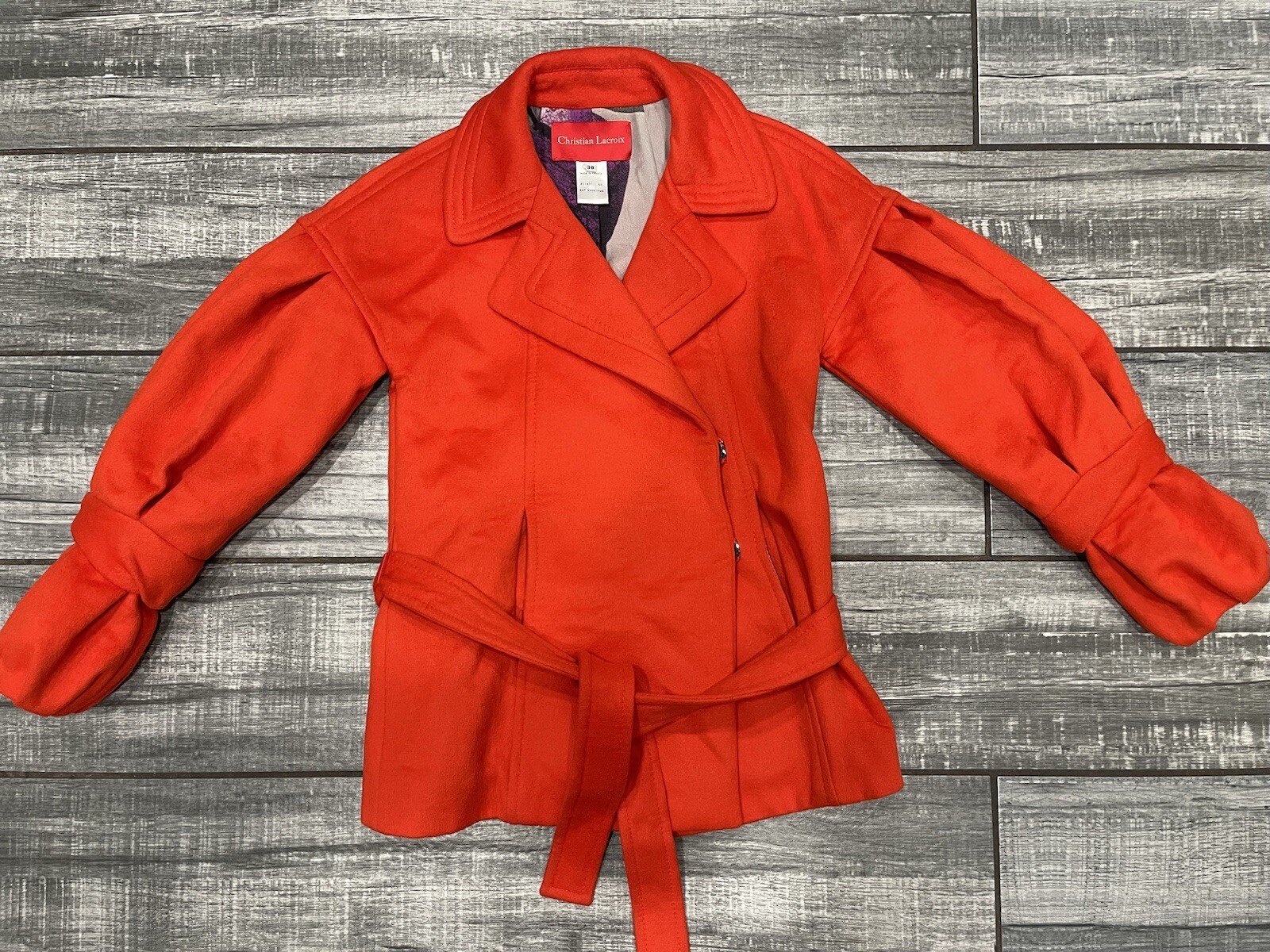 Christian Lacroix Orange Wool Coat Size 38 Vermillon