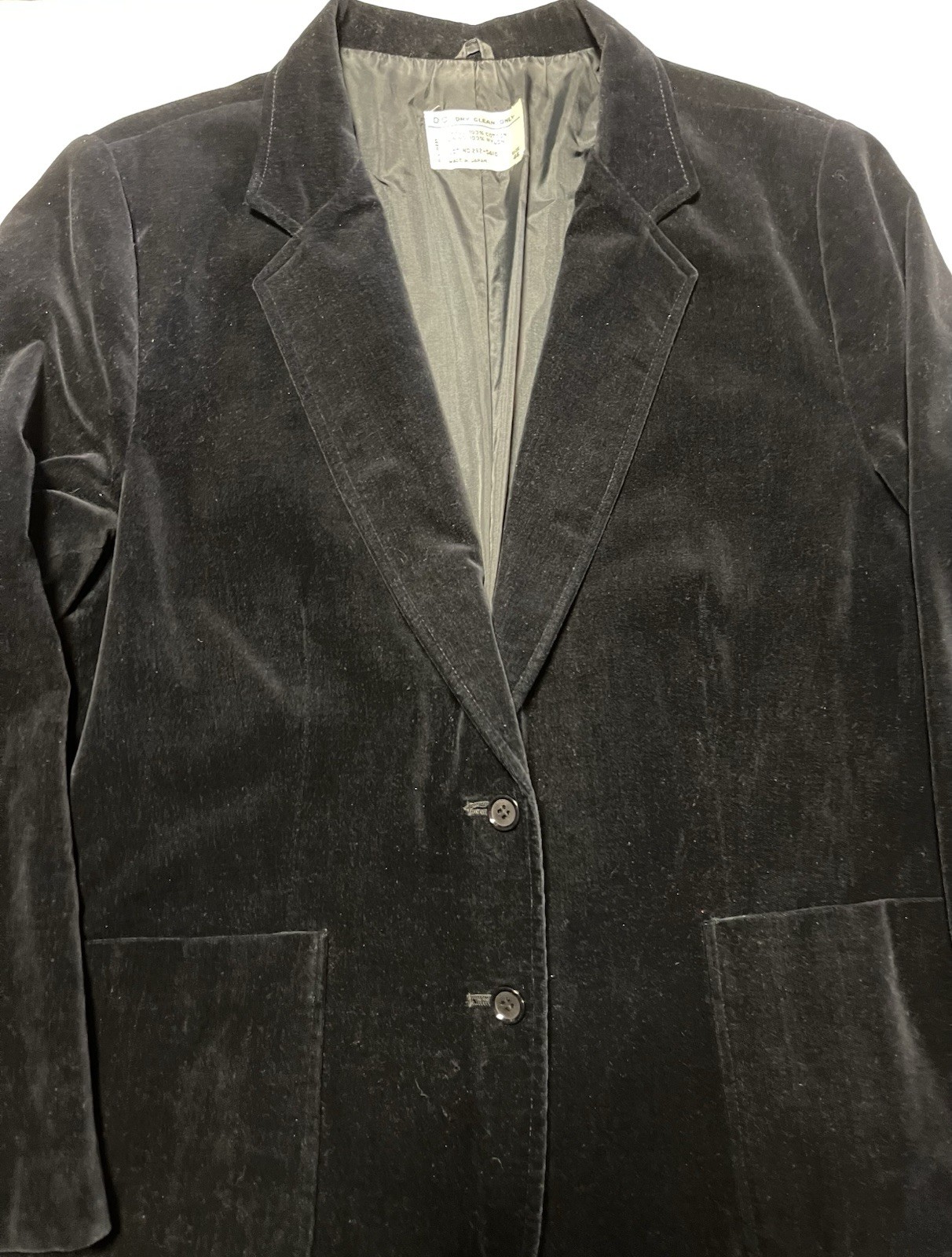 VINTAGE 70s DC Womens 44 XL-XXL Androgyny Black Velvet Blazer, Made in Japan