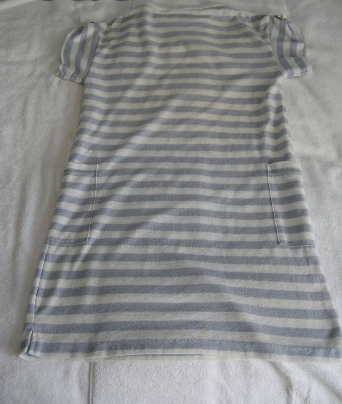 80s Bay Club By Catalina White & Light Gray Blue Stripe Tunic Mini Dress Sz S-M