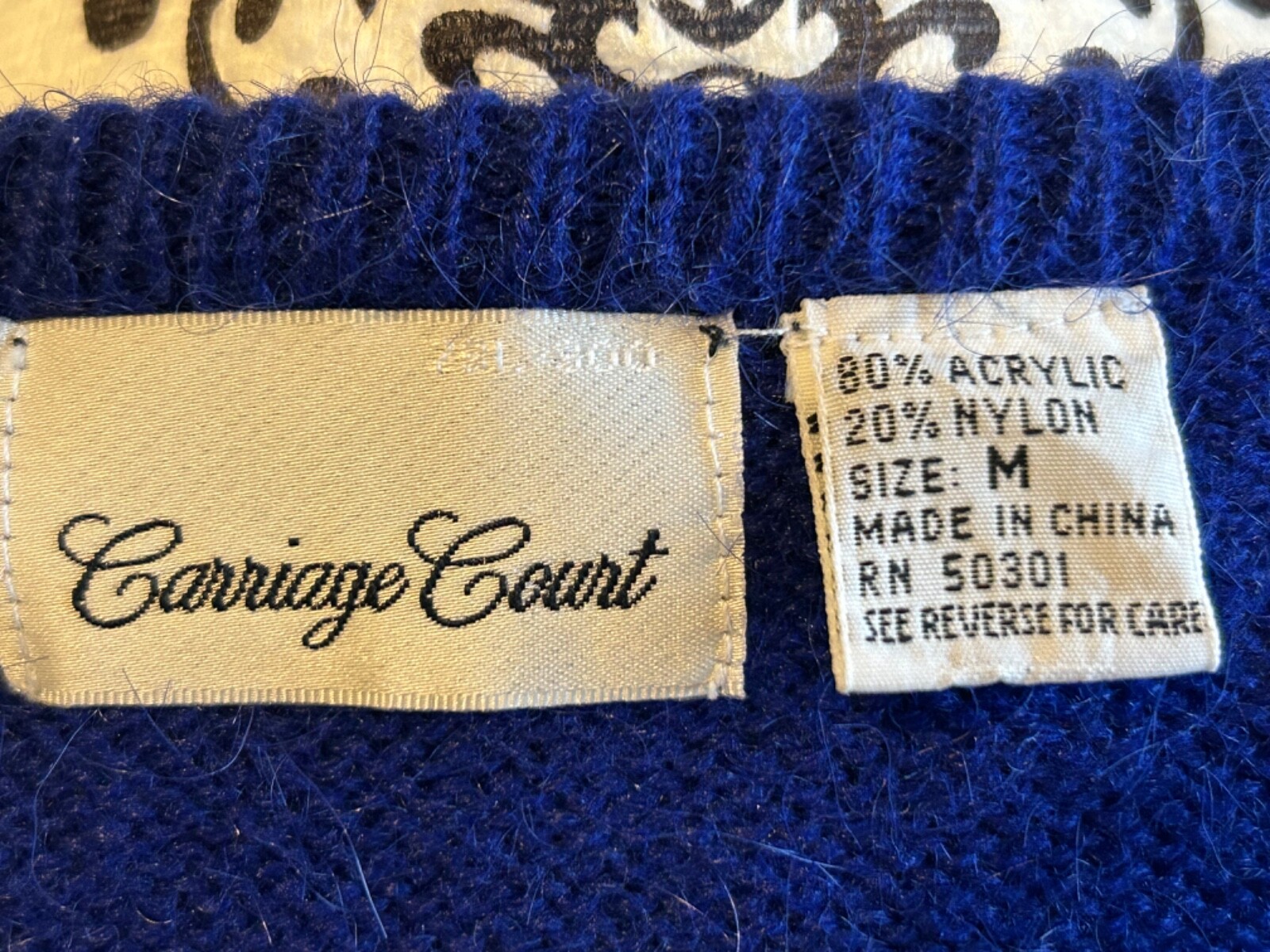 Vintage Carriage Court Women’s Medium Sweater Retro 80s Beaded Rhinestones Royal