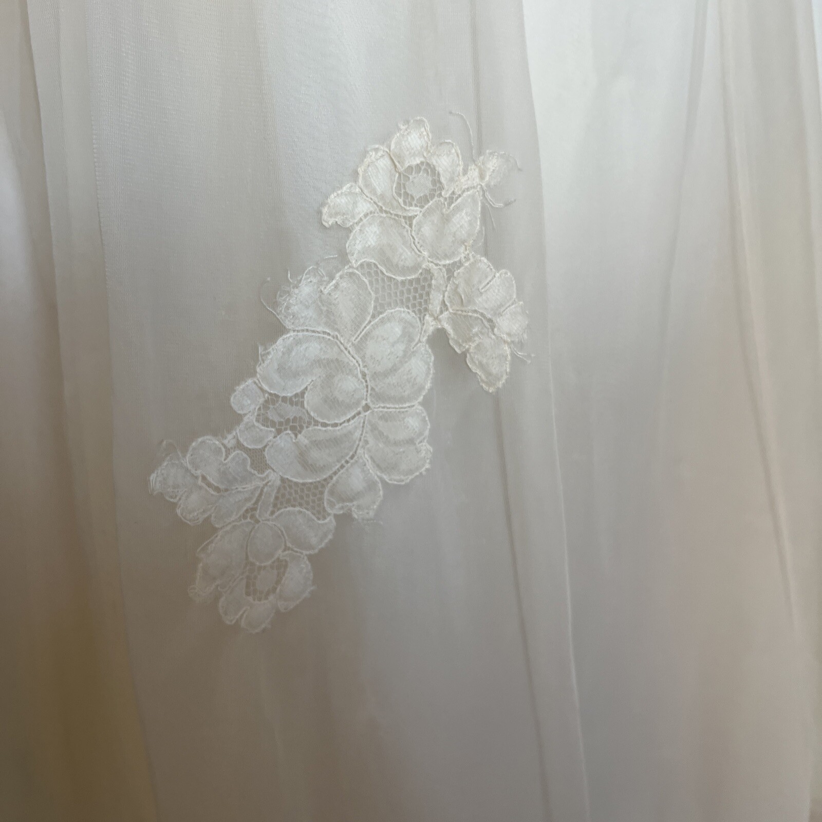 VTG Lorraine Nightgown Slip Nylon Chiffon Lace Petite Ivory Sleeveless Flaws