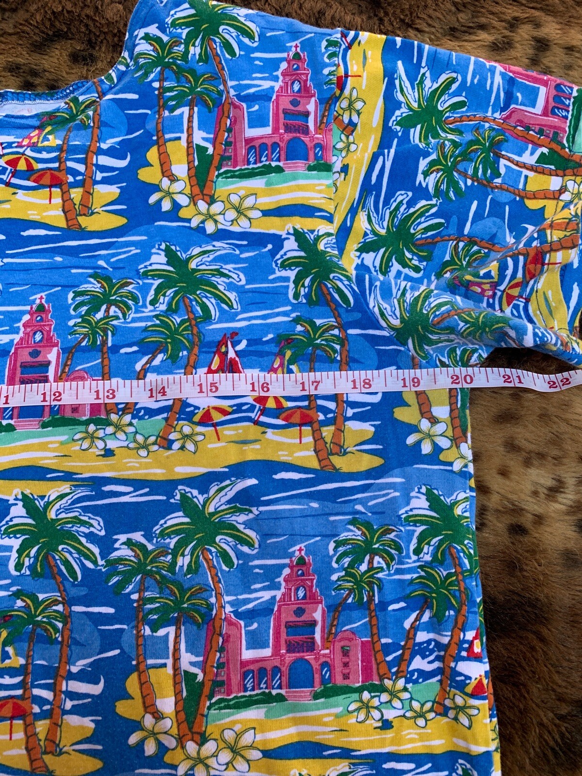 McInerny Hawaii Lounge Wear Two Piece Pajama Set Hawaiian Print Colorful Medium
