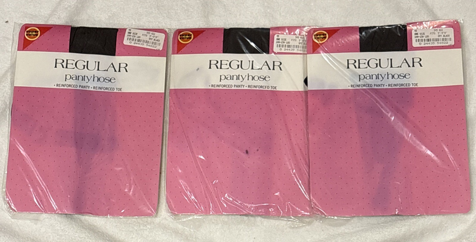Lot Of 3 Vintage Pantyhose Reinforced Panty/Toe Off Black One Size Nylon 80’s