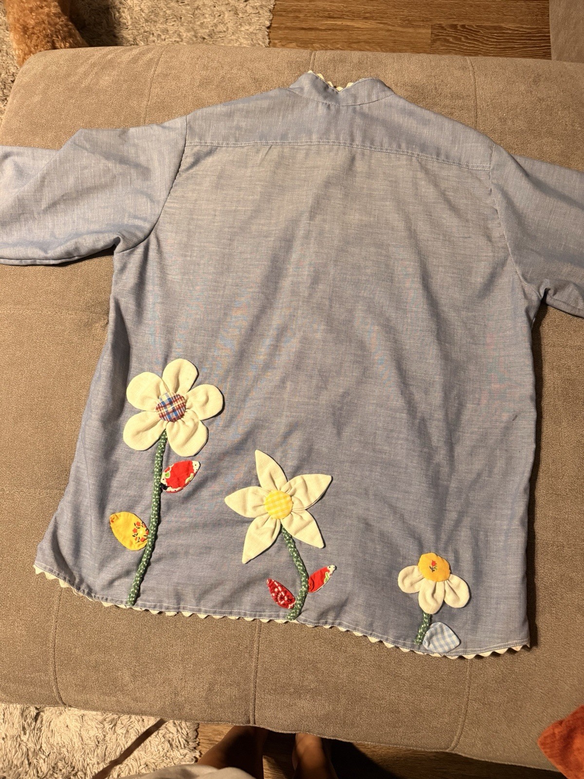 Vintage 1970’s JCPenney Big Mac Button Up Shirt Ladies Large Blue Flowers Rare
