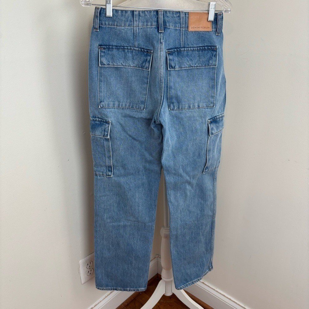 Denim Forum The ’90s Edie Lo-rise Cargo Jean in 7 Yrs Pctr Ths Bleu Size 24 NWOT