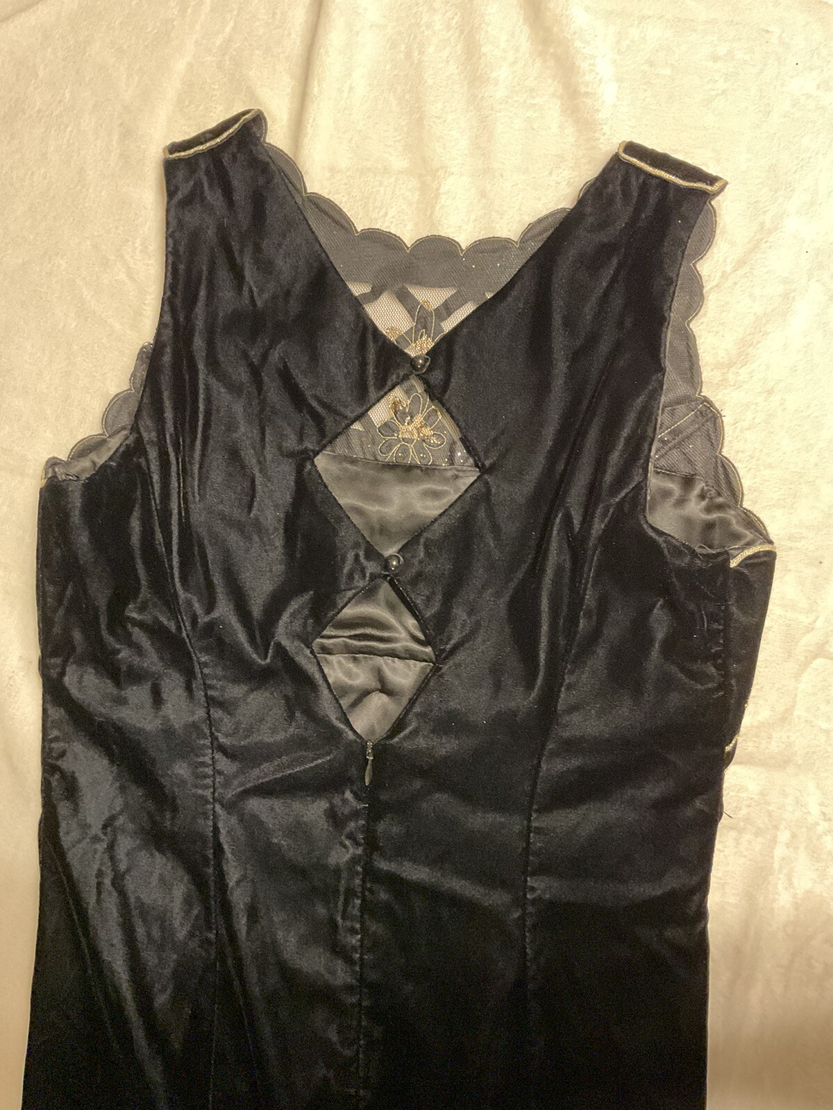 Vtg Scott McClintock Womens Velvet 90s Formal Dress 8P Gold Glitter Cocktail