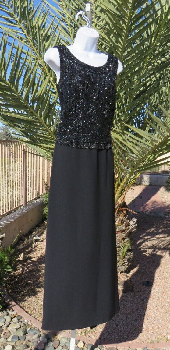 VTG 1960s 70s HOUSE OF GOLD BLACK SEQUIN BEADED TOP & SKIRT OUTFIT