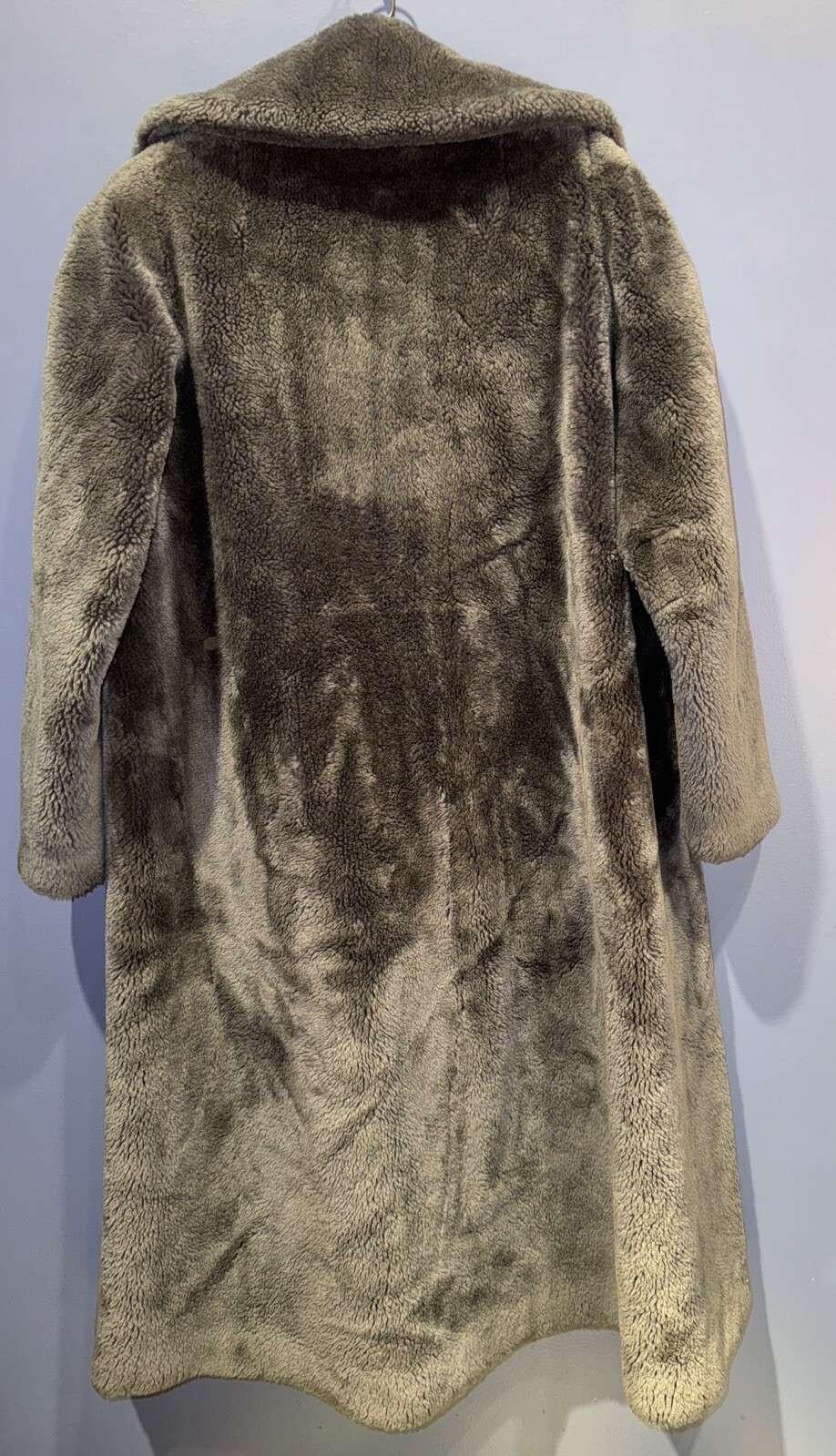 M/L Vintage Long Fur Teddy Bear Rock Star Coat, Gray, Borgana, Lined Pockets USA