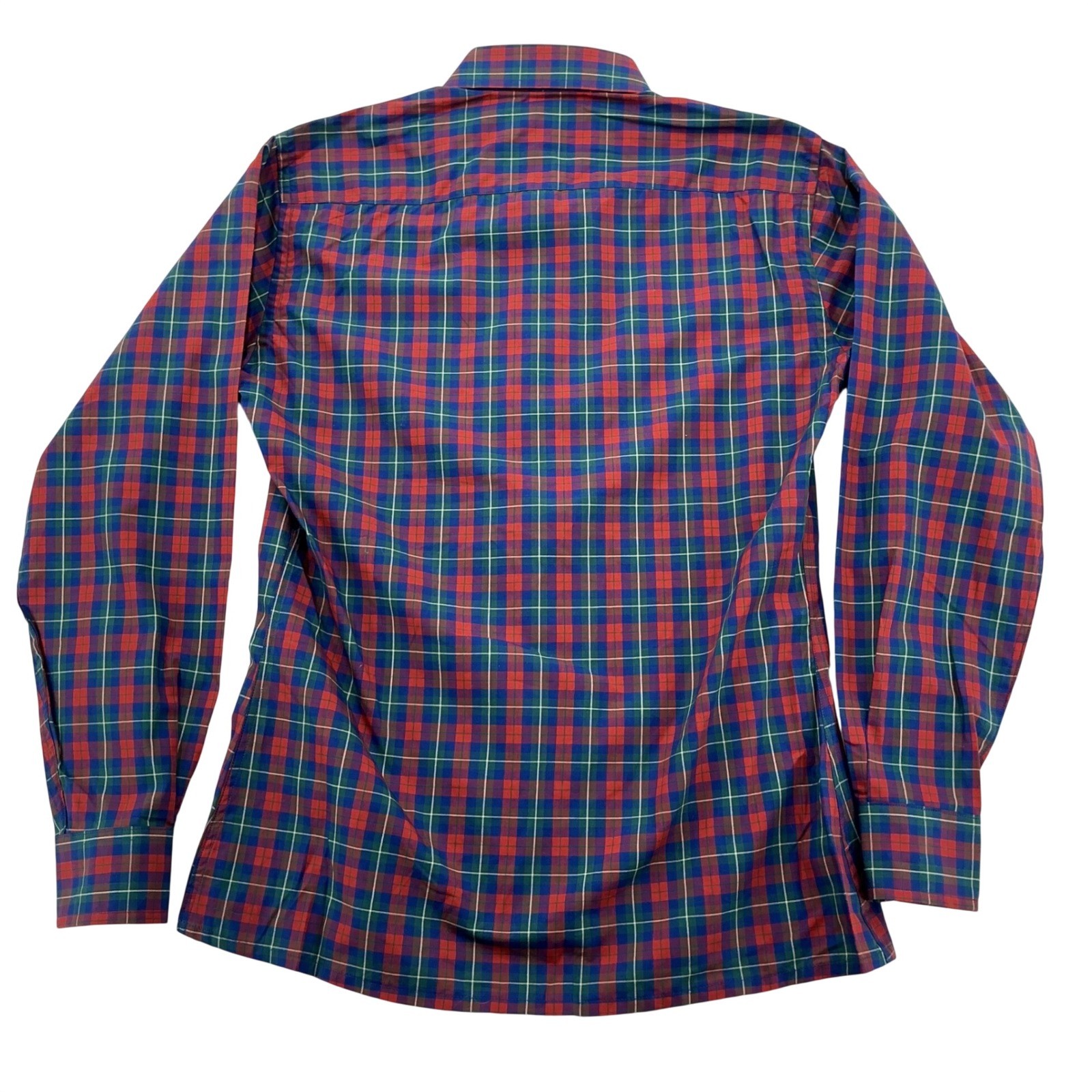 80s Dark Academia Preppy Button Up Womens 10 Red Tartan Plaid Peter Pan Collar