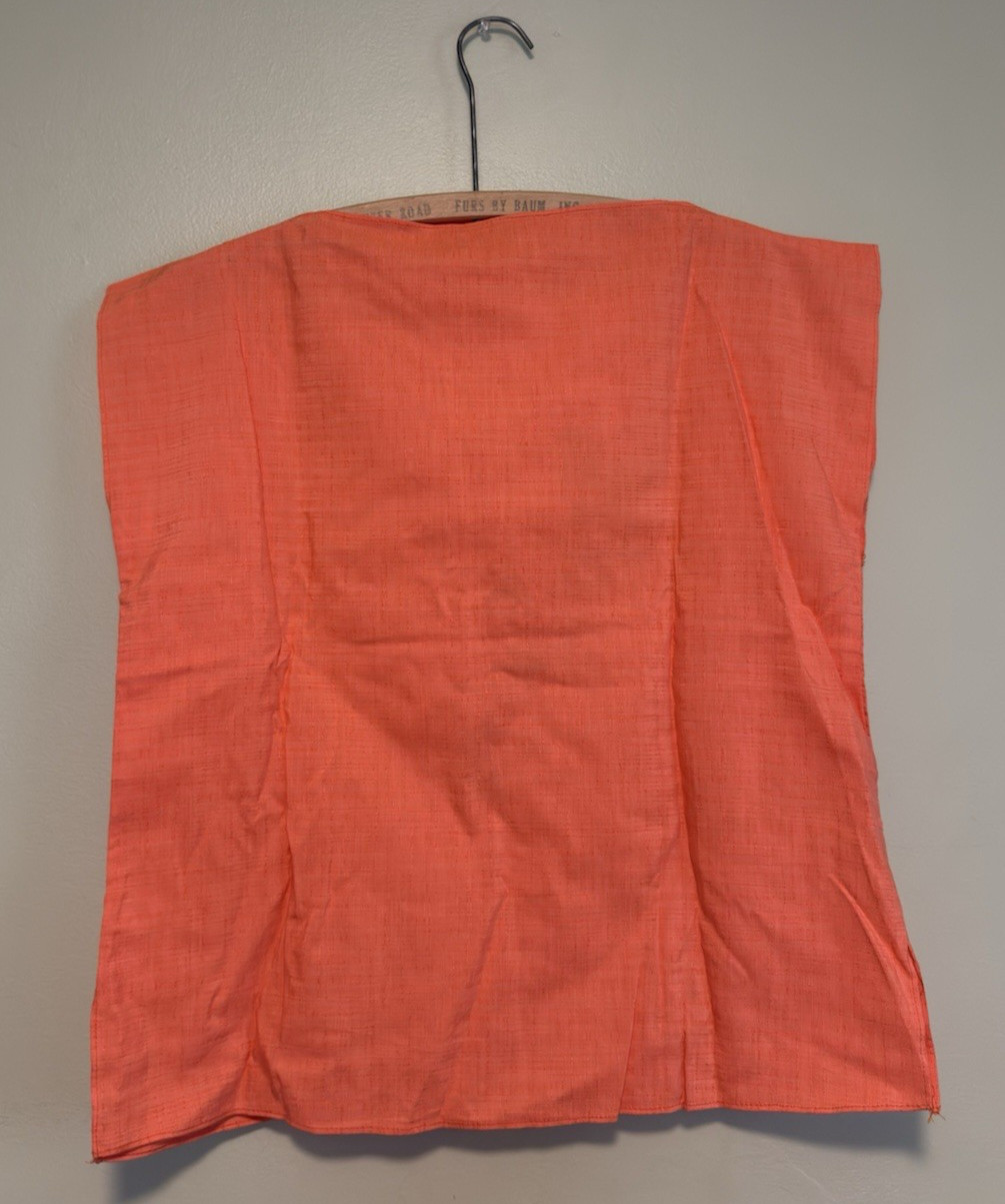 Vintage 60s 70s Tiki Shirt Square Top Coral Orange Sleeveless Pullover Mod