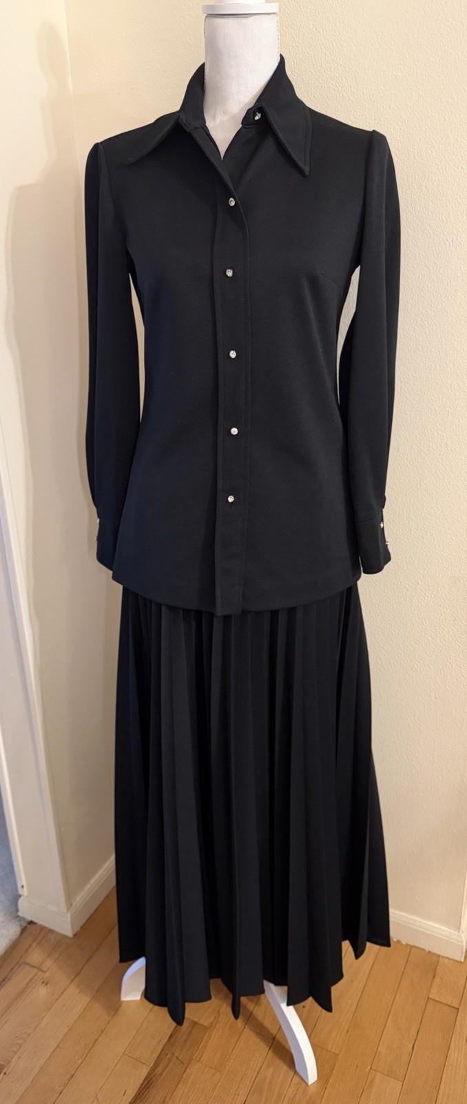 Vintage 9/10 Long Pleated Skirt & Matching Top USA Polyester