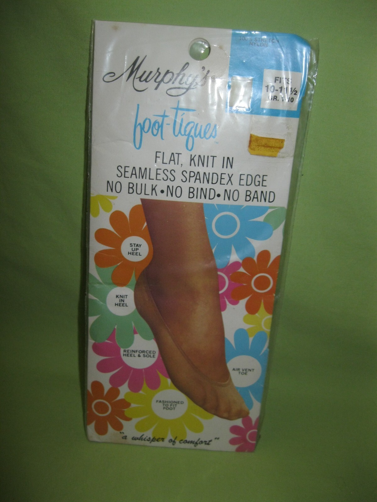 Murphy’s BOOT-TIQUES Low Cut Nylon Socks 1960’s NRFP Retro Artwork Size 10-11.5
