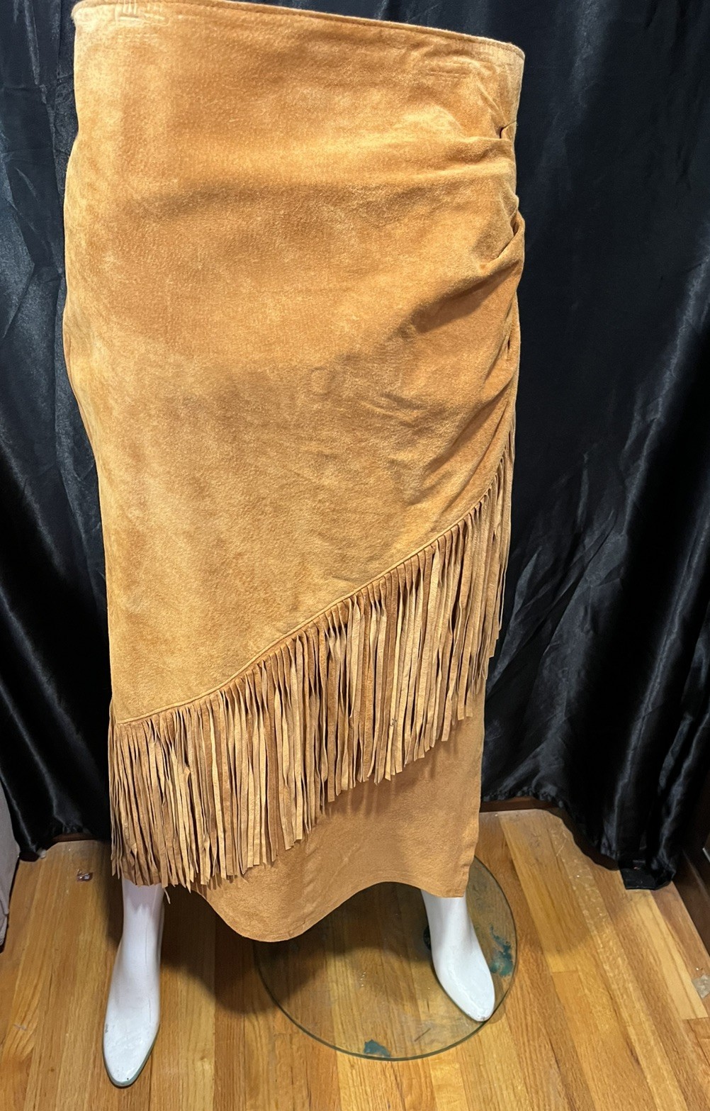 VTG Outerwear by Phoenix Western festival Suede Leather Fringe Long Skirt 11/12