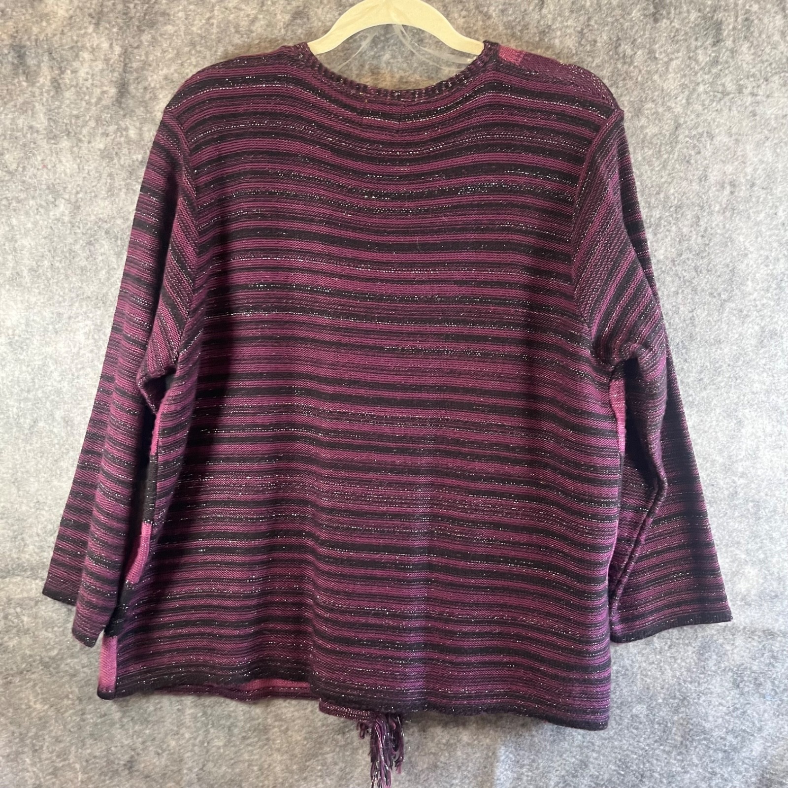 Ruby Rd. Womans Cardigan Jacket Open Frade Sz 1X Black Purple Pink