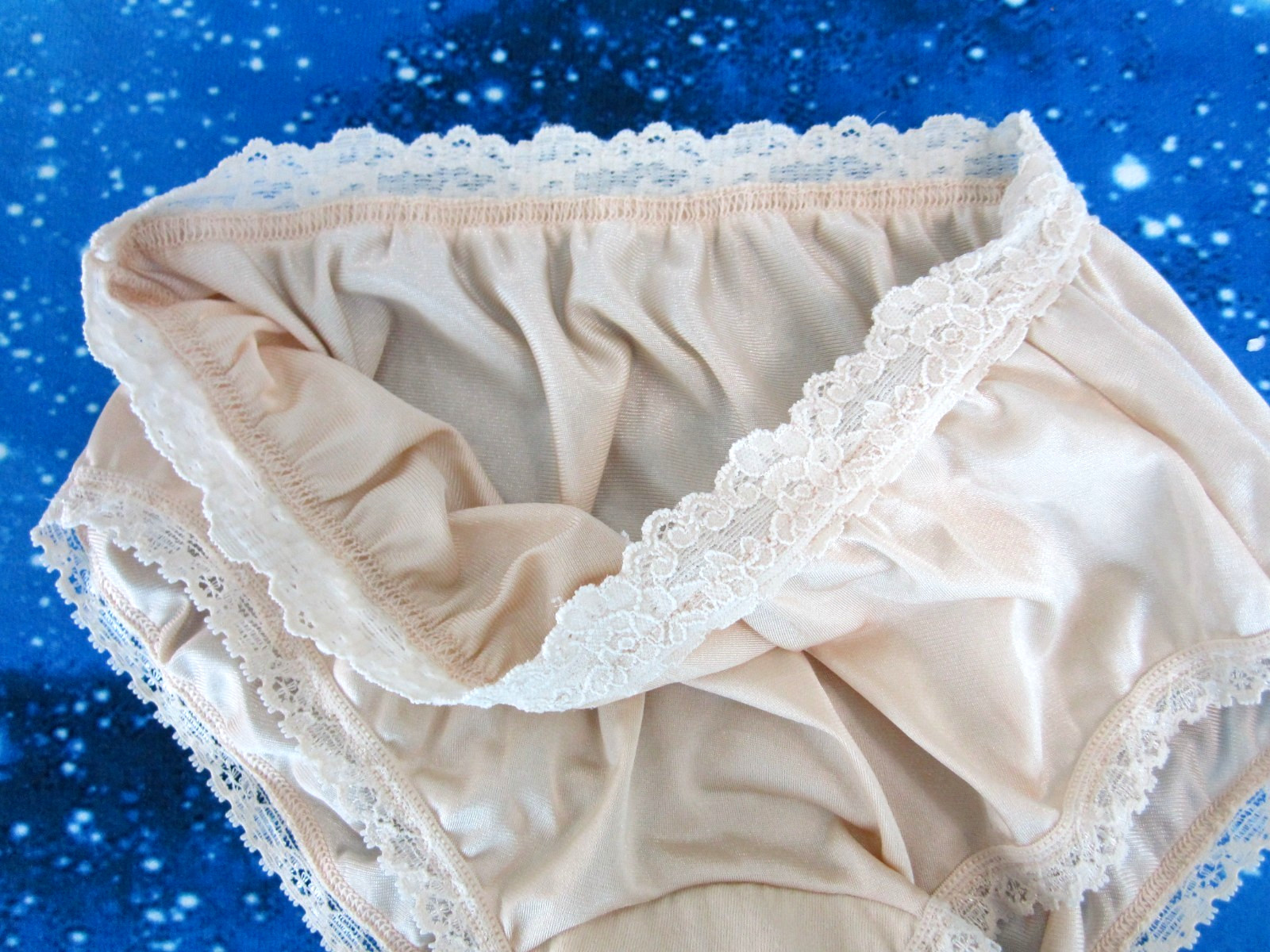 Vintage COTILLION Small Nude Beige Nylon Lace Trim Brief Panties NEW Sz 5