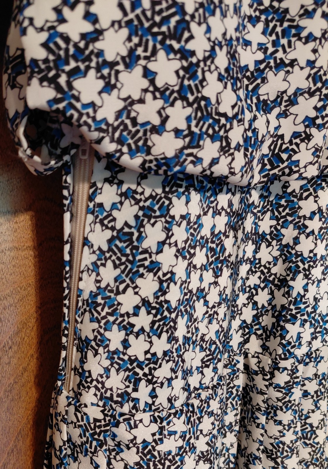 Vintage Positive Influence, Blue/White star pattern dress size 6