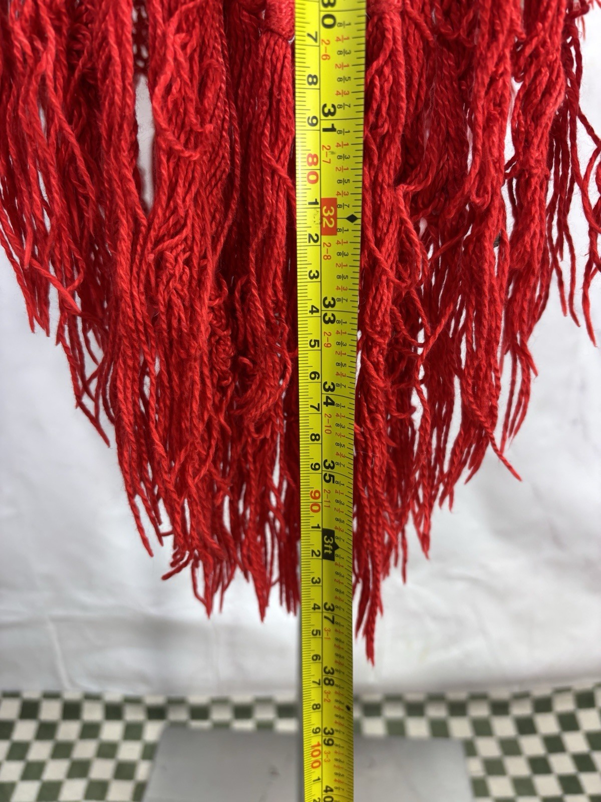 Vintage 70s Crochet Knit Shawl Red Cape Wrap cottagecore Boho Hippie Festival