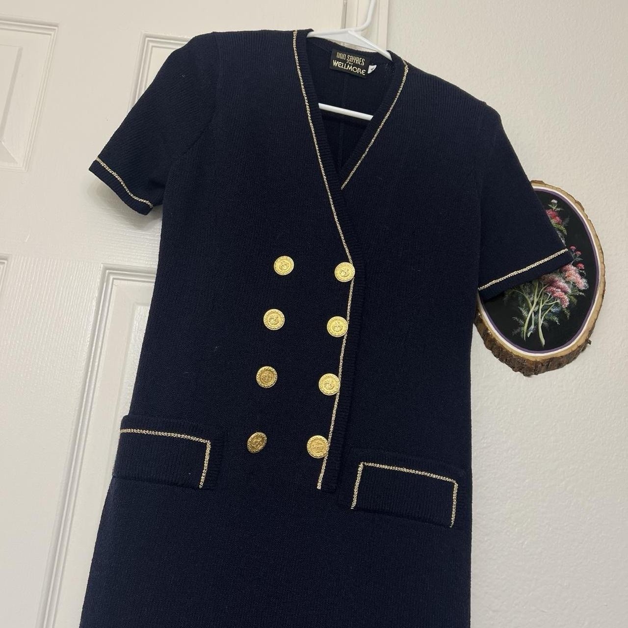 Don Sayres For Wellmore Navy Blue Gold Vintage Nautical Dress 4 Sailor Designer