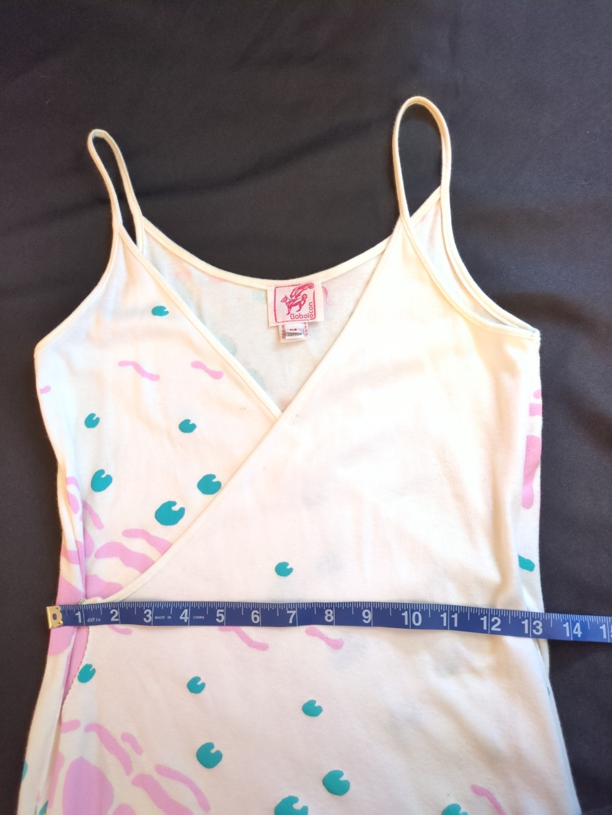 Vintage Bobolocon Painted Cotton Wrap Dress + Scarf/Belt READ DESCRIPTION