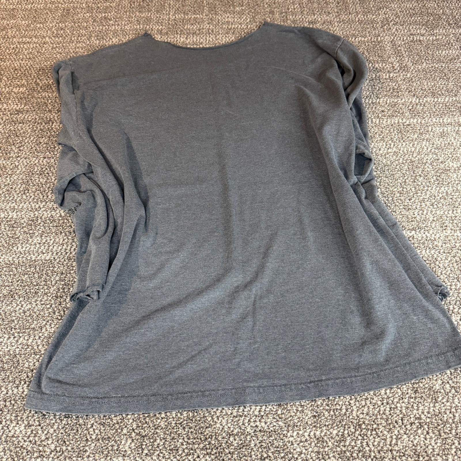 Vintage University of Kansas Jayhawks Distressed Long Sleeve T-Shirt Gray KU L