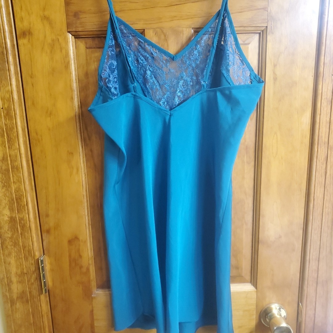 Vtg Victoria’s Secret Gold Label Satin Cami Womens Sz M Teal Lingerie