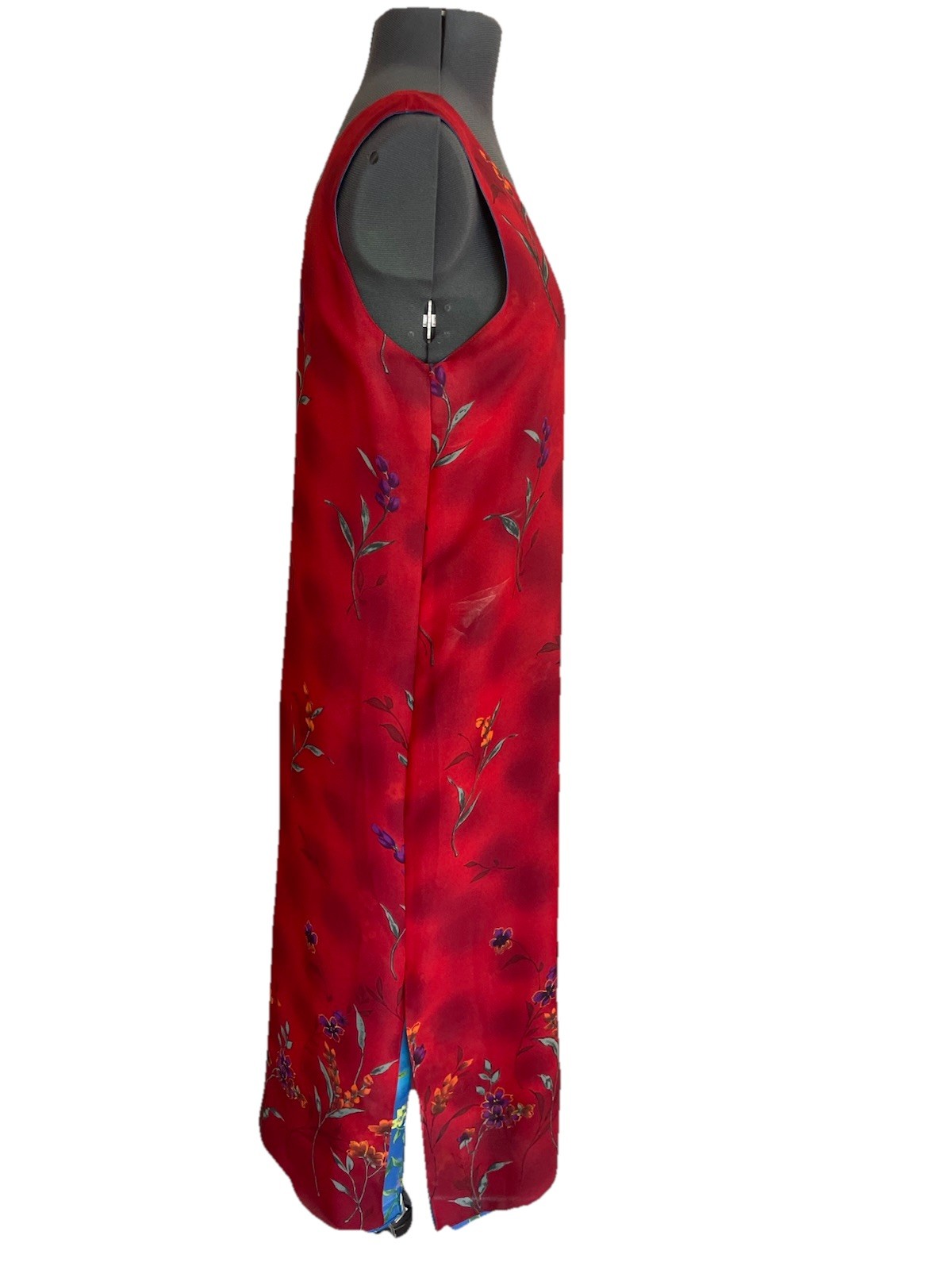 Vintage Impressions of California Reversible Floral Dress Red Blue Women’s M