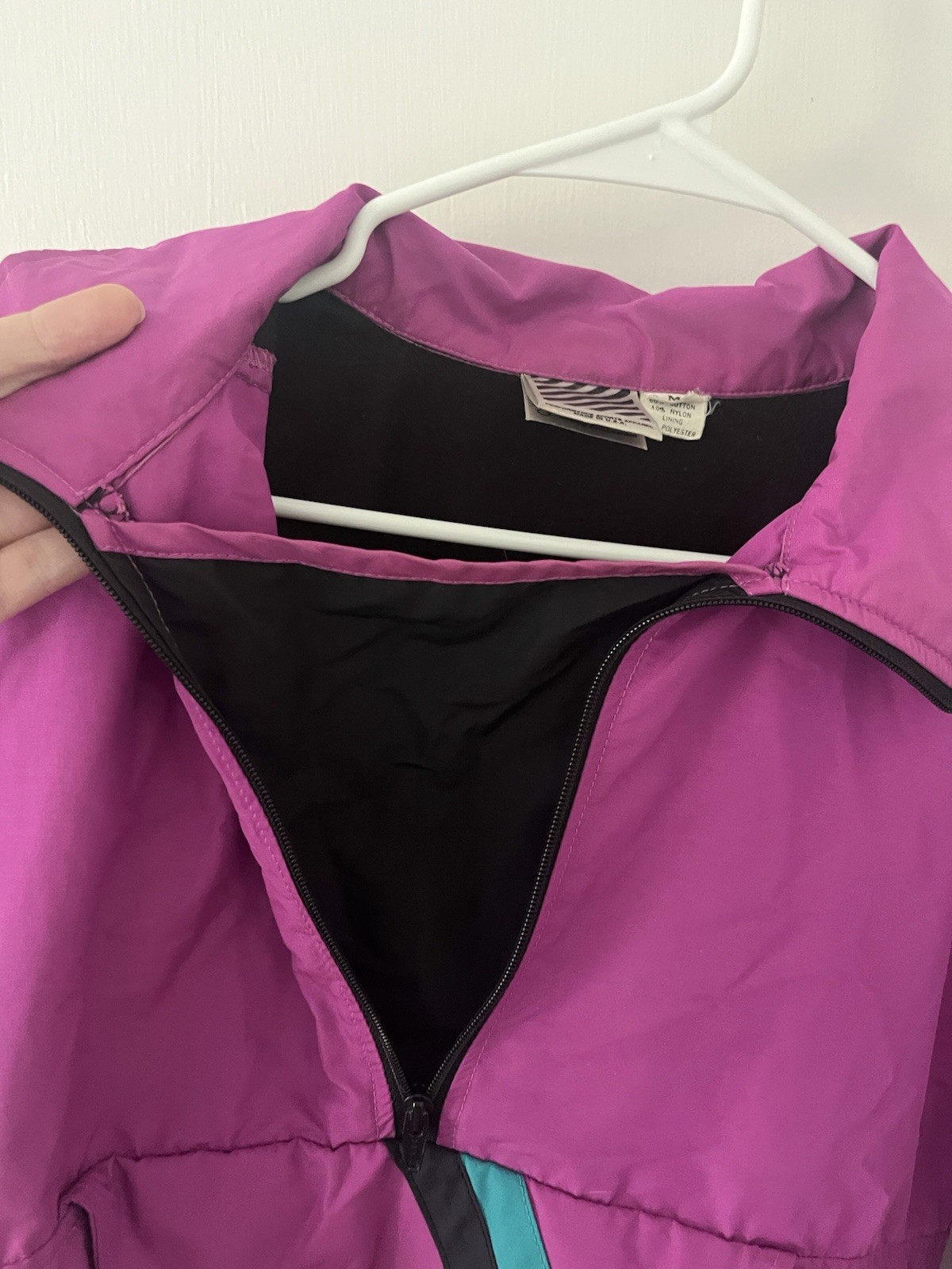 Sunbuster Vintage 80s Magenta Windbreaker Lightweight Anorak Jacket Medium