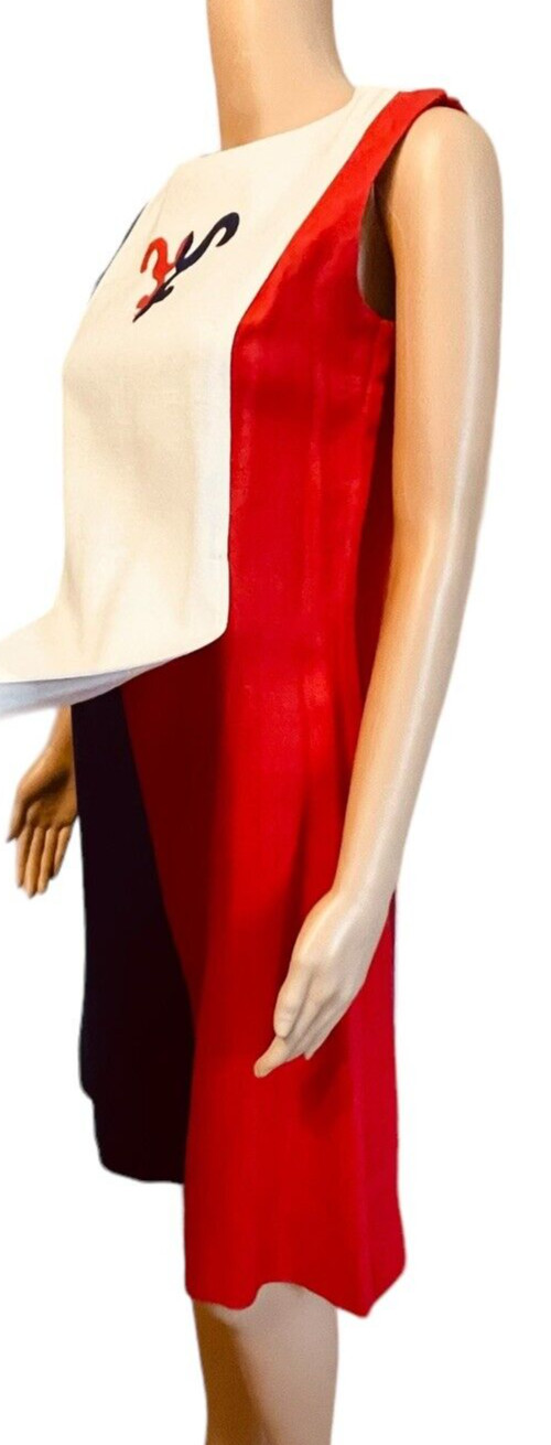 Minx Modes Vintage 60s Red White Blue Sleeveless Shift Dress Jumper Small