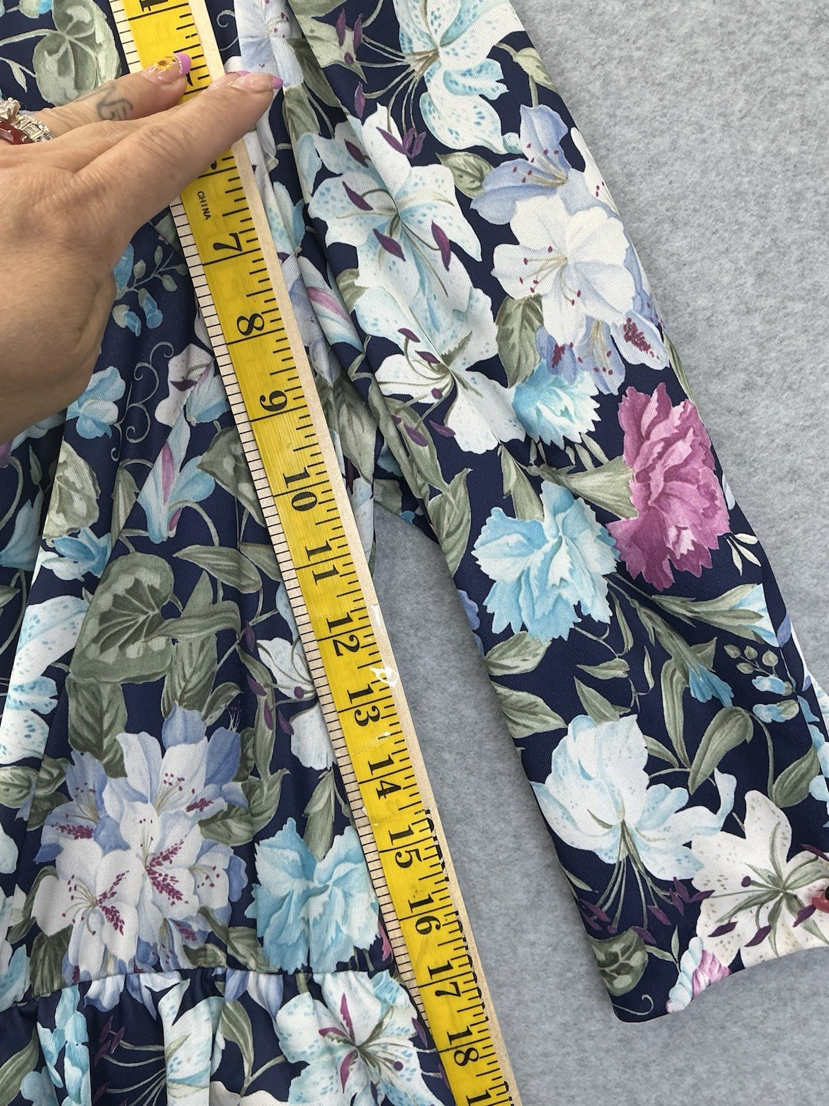 Vintage 80s Whirlaway Floral Peplum Dress Women’s 12P Petite 12 Colorful Midi