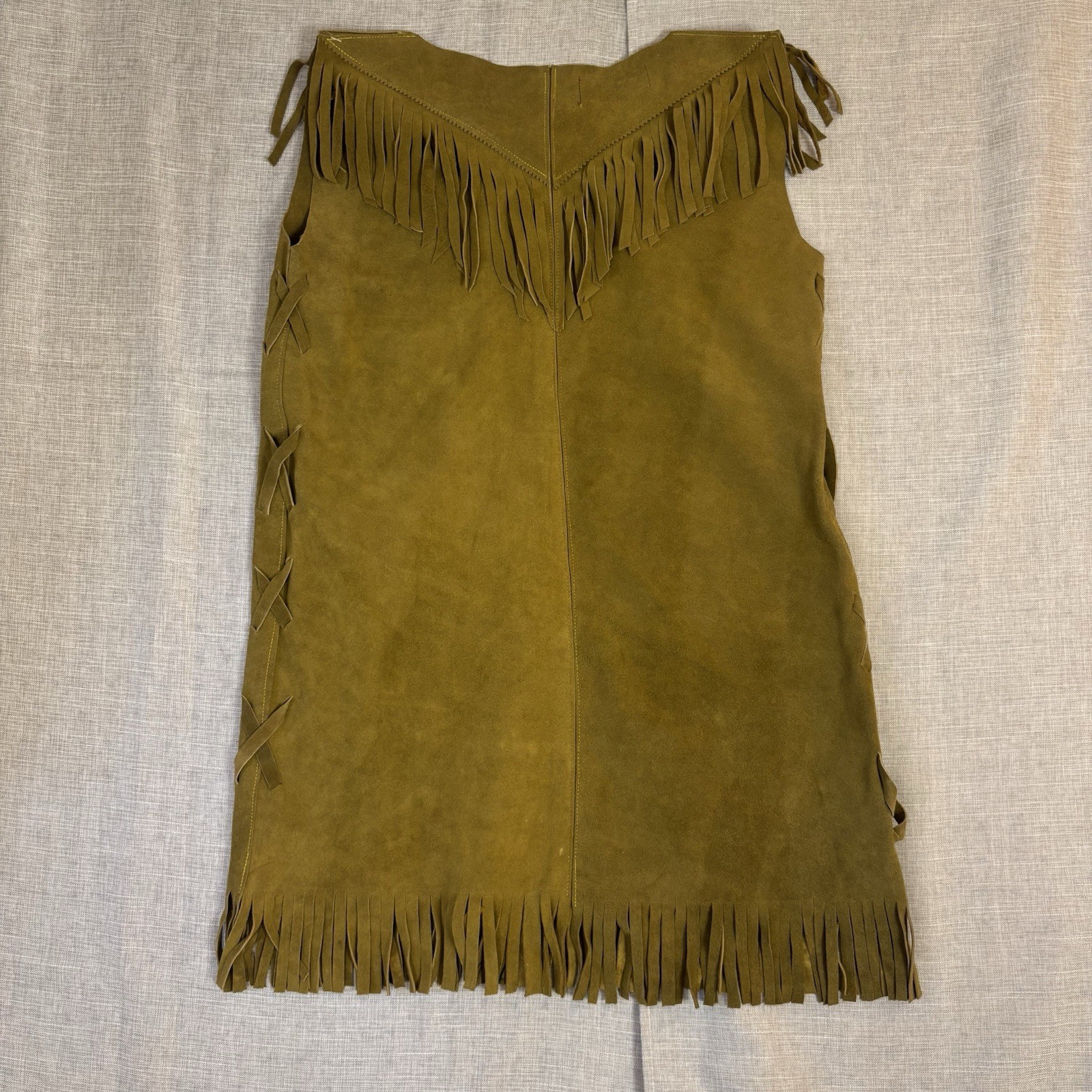 Vintage Gaitan Leather Fringe Vest Made Mexico Small/34 Western Boho Great Shape
