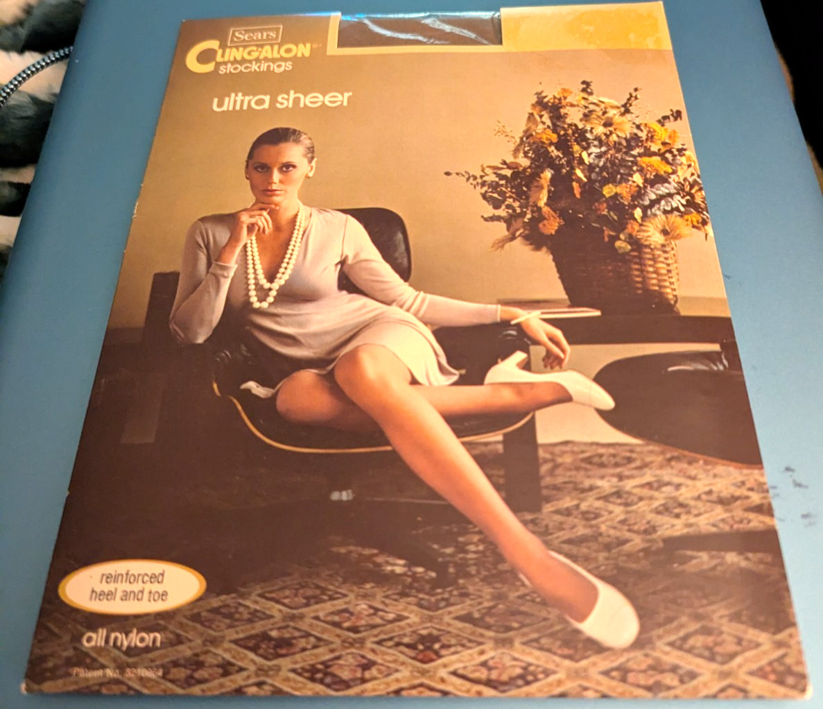 Sears Clingalon stockings ultra sheer Statuesque brown reinforced heel & toe B