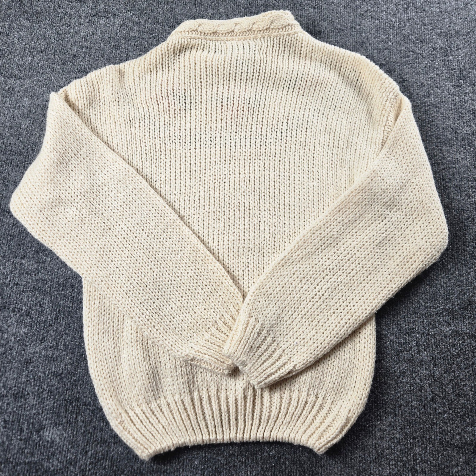 American Weekend Sweater Womens S Cream Excellent Hand Knit Floral Cable (T9)