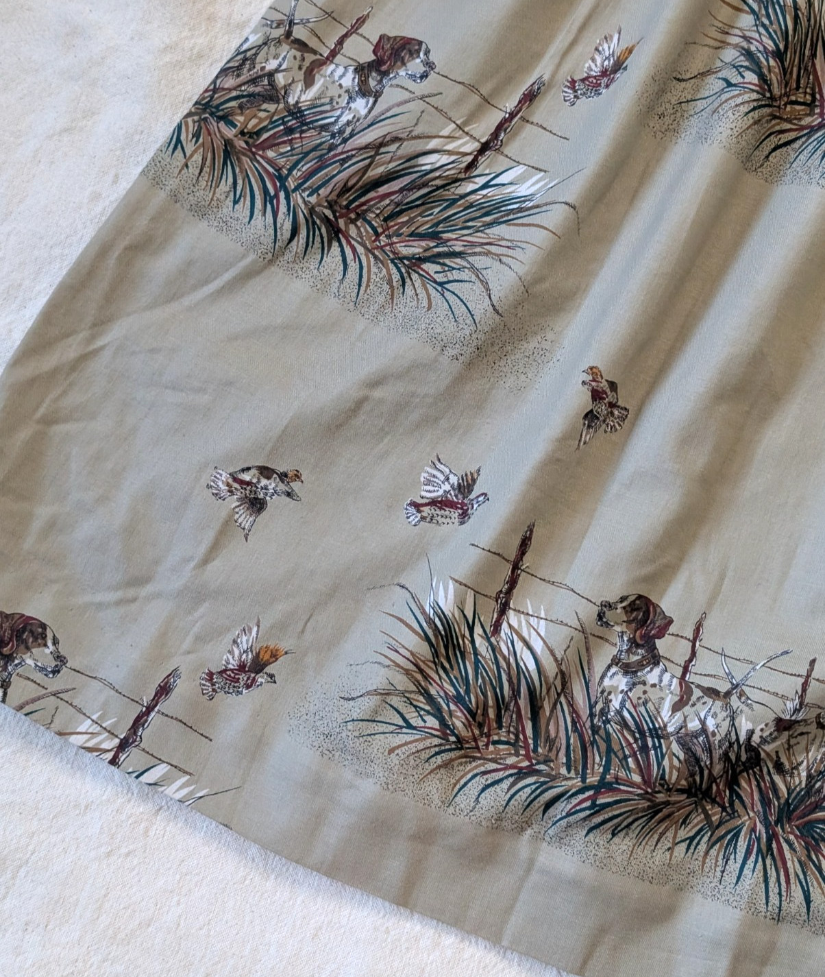 Vintage 80s Women’s All Cotton Hunting Dog Print Maxi Skirt Ruff Hewn Size 14 US