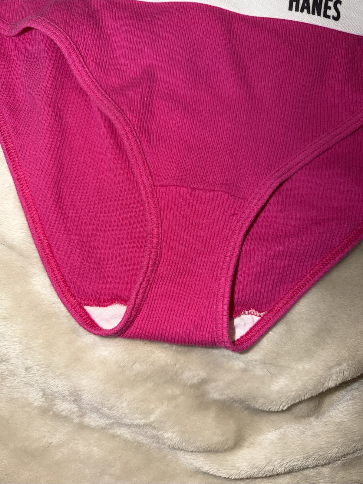 Vintage Hanes Bikini Panty Ribbed Pink Logo Band Size Cotton Polyester Size L