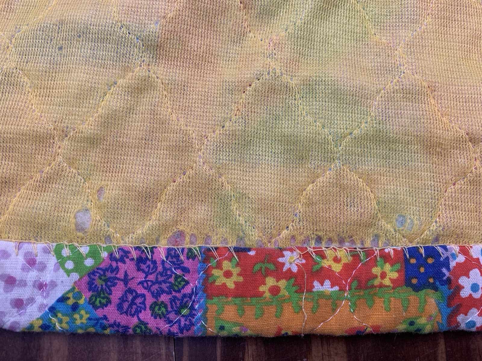 Vintage 1970s Patchwork Robe House Coat Cheater Quilt Psychedelic Funky Retro