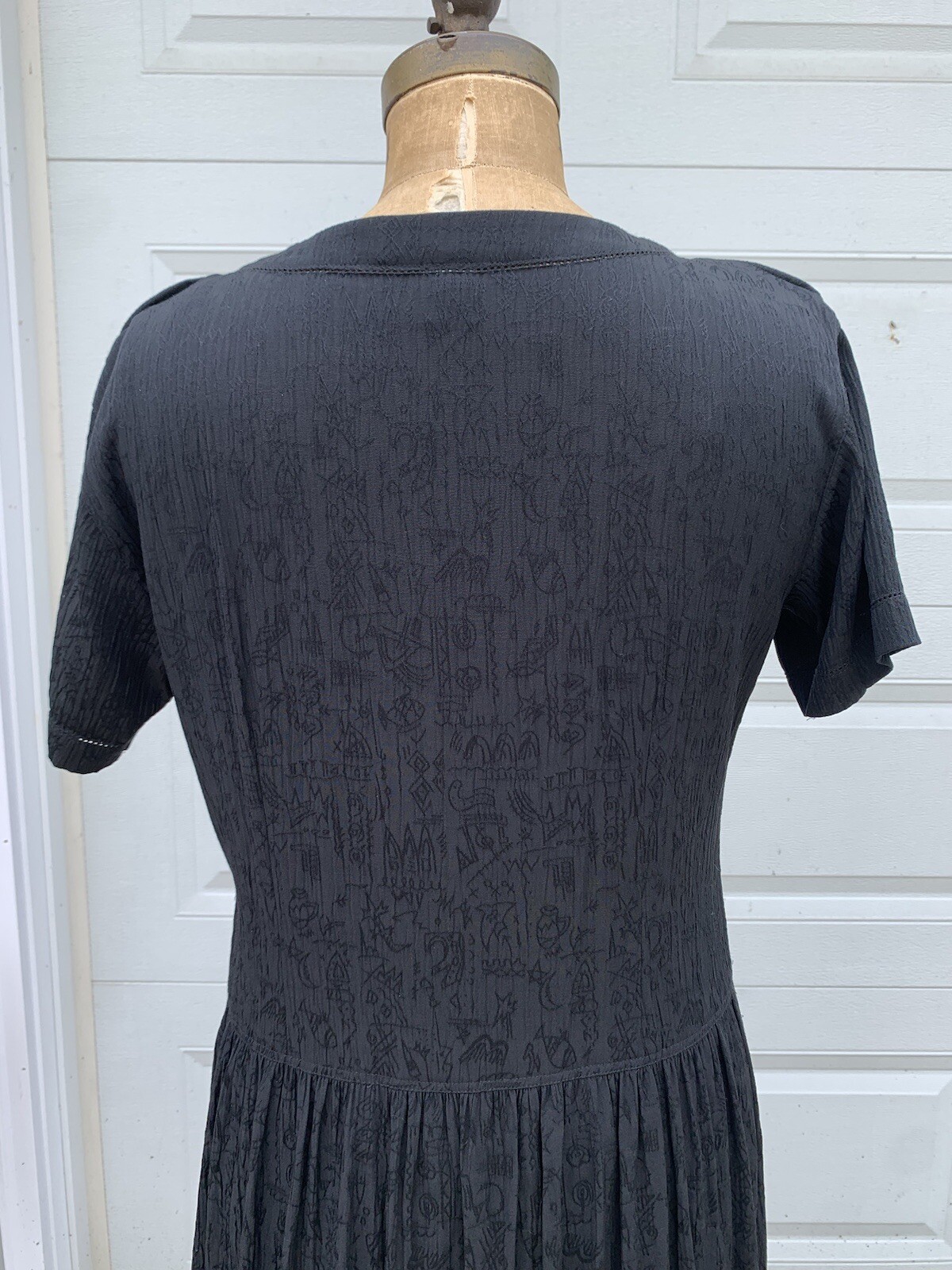 Vtg 1980s Drop Waist Pop Art Appliqué Dress B Blast Bust 40 S/M