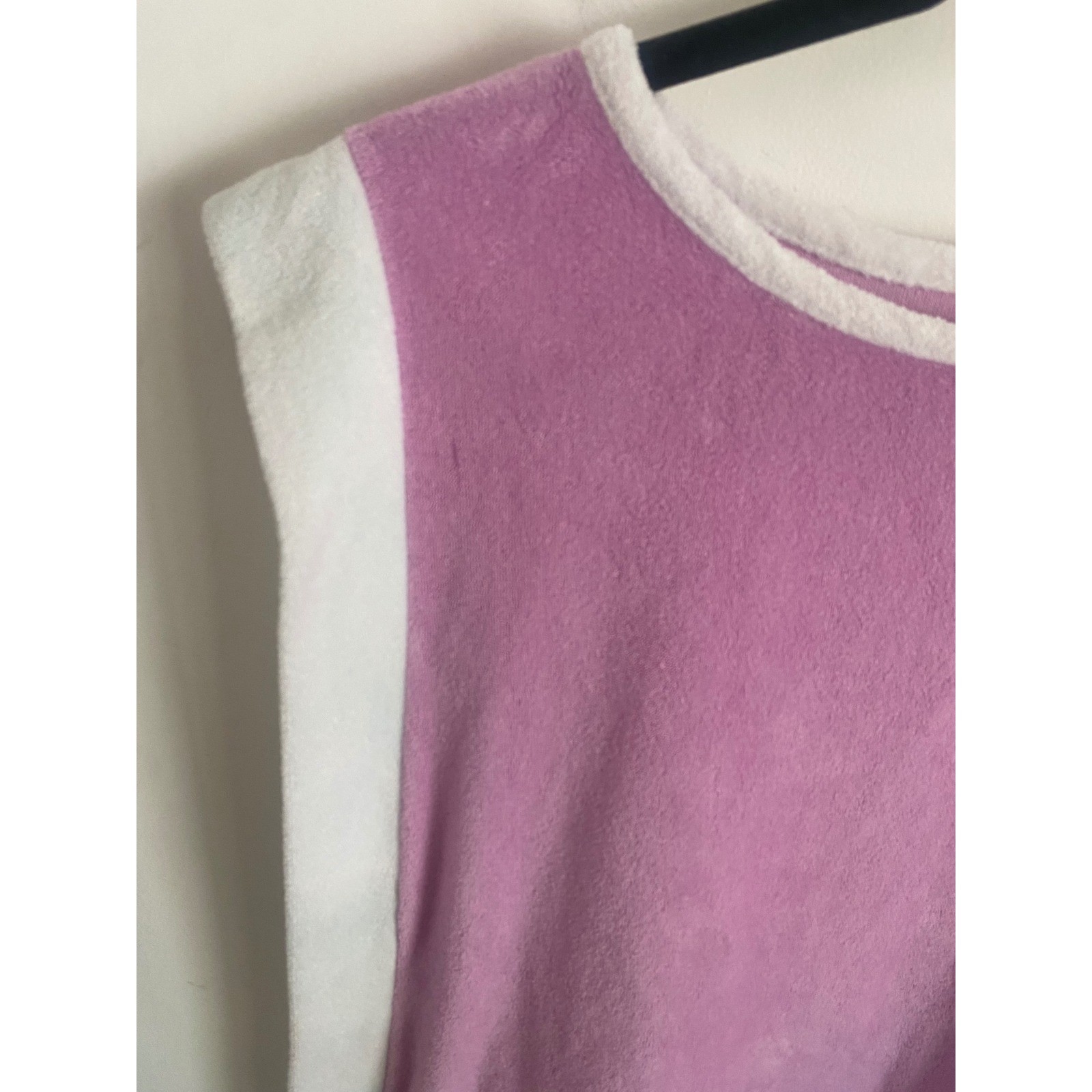 Vintage Contemporary Terry Cloth Maxi Dress Pink White Colorblock Sleeveless S/M