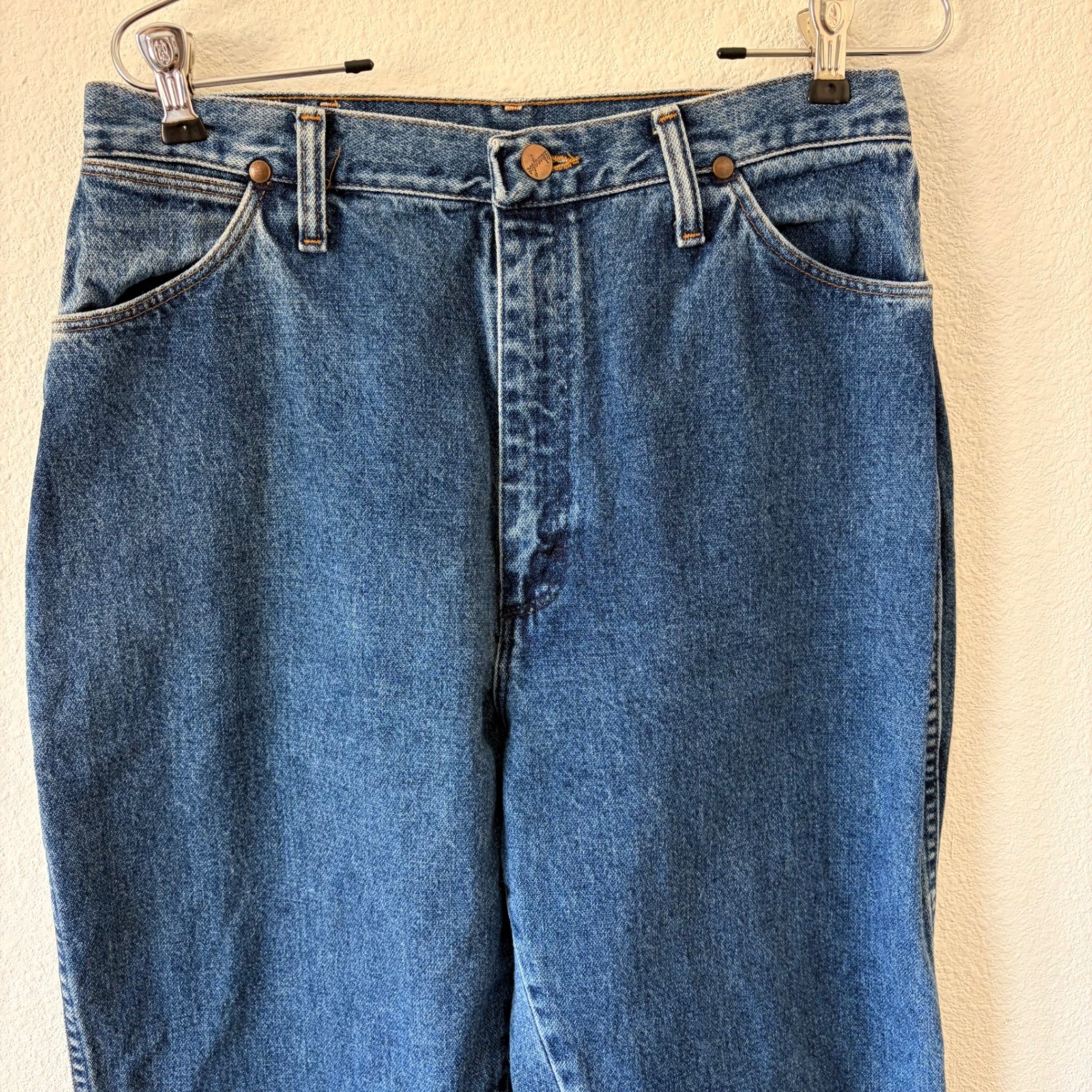 Wrangler Vintage Bare Back High Waisted Jeans Medium Wash Made in USA 13/14 x 34