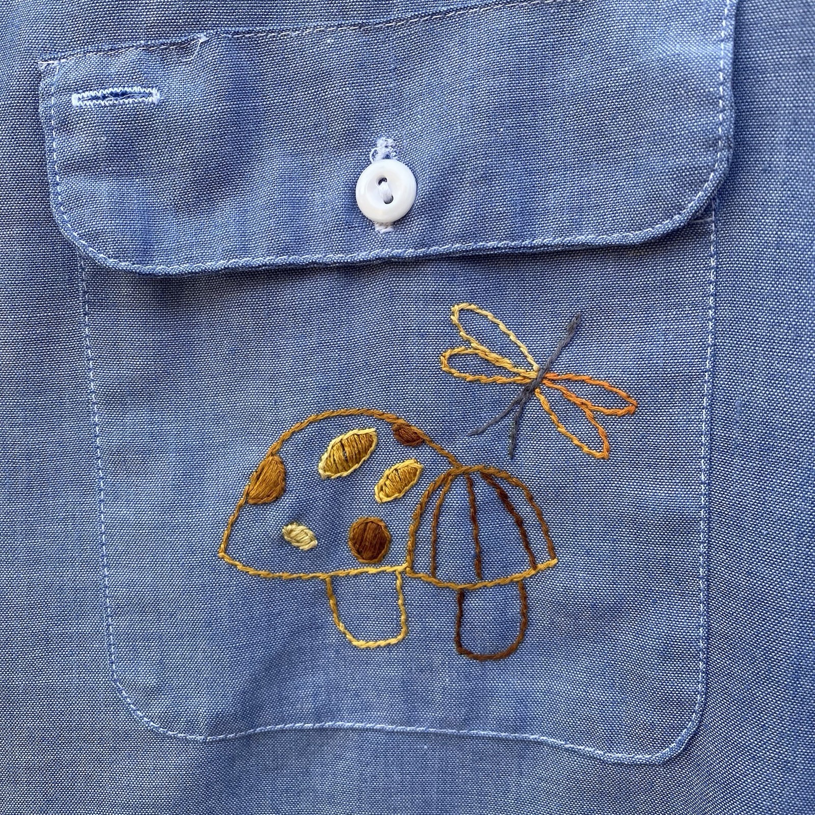 VTG JC Penney Big Mac Shirt Womens Embroidered Mushrooms Sunset Flowers Nature L