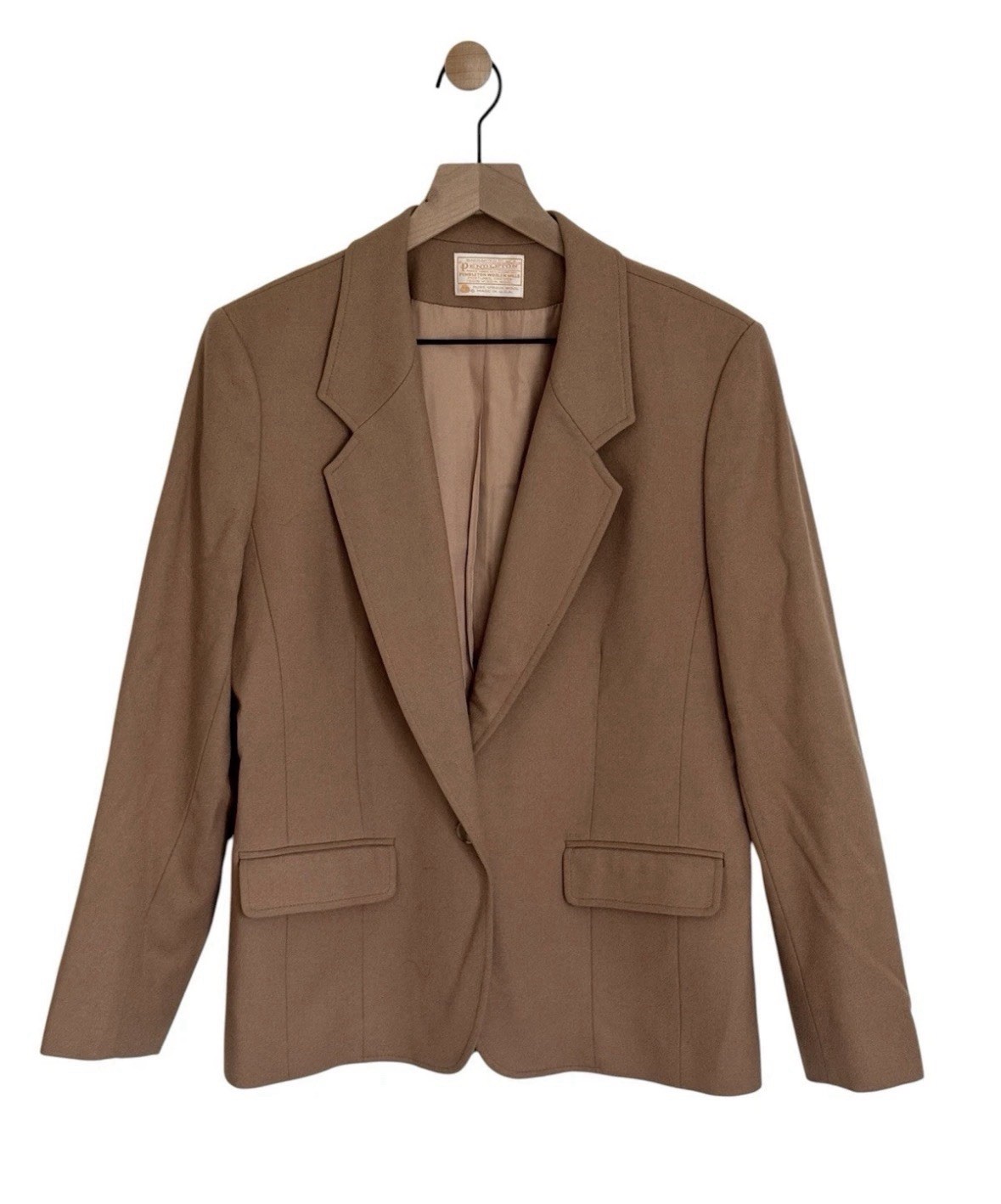 Vintage Pendleton 100% Virgin Wool Tan Blazer Size 14