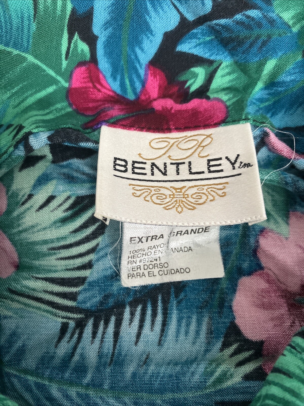 TR Bentley Tropical Floral Button Up Shirt XL Womens Vintage