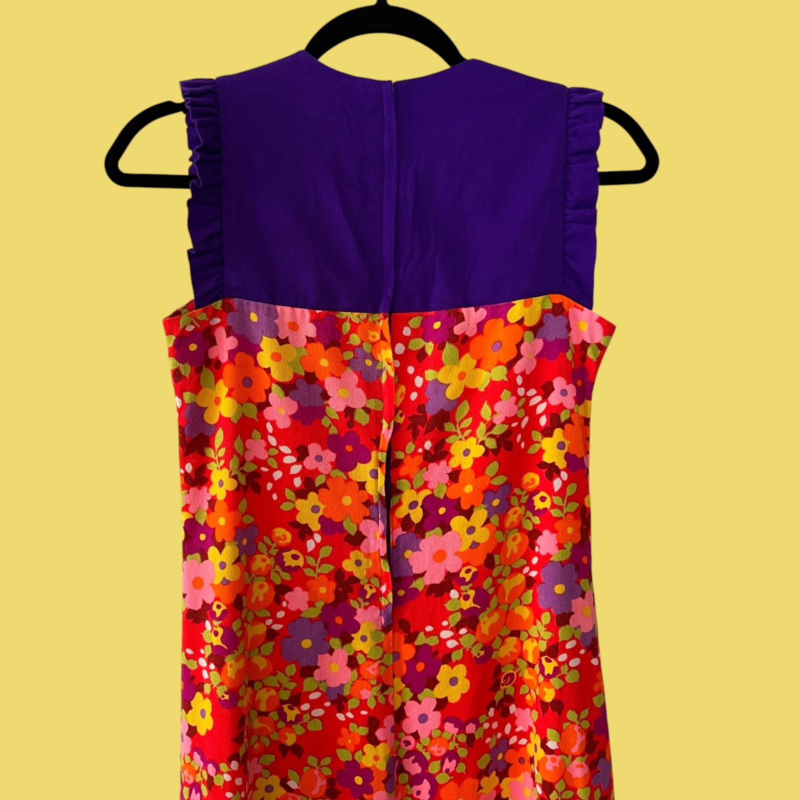 Vintage 70s Neon Barkcloth Hawaiian Maxi Dress, XS