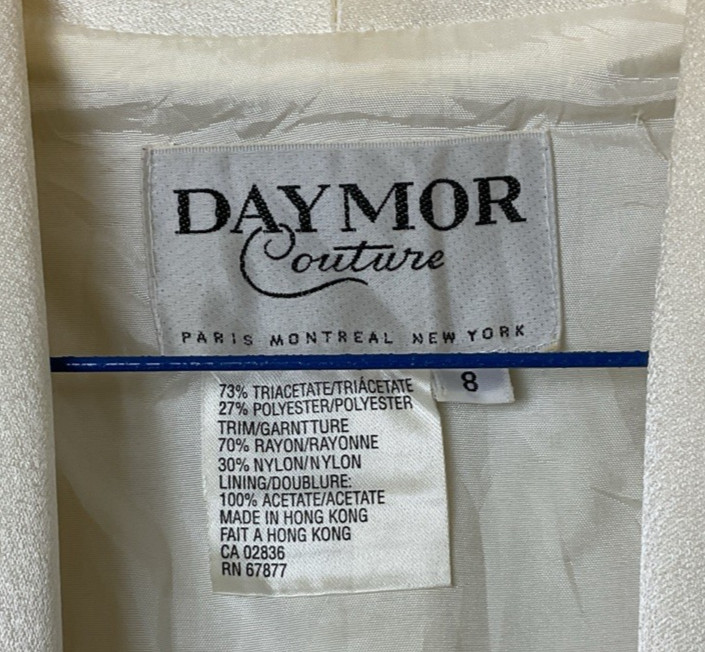 Daymor Couture Vintage Lined Skirt Suit Embellished Beaded Sequin vest Size 8